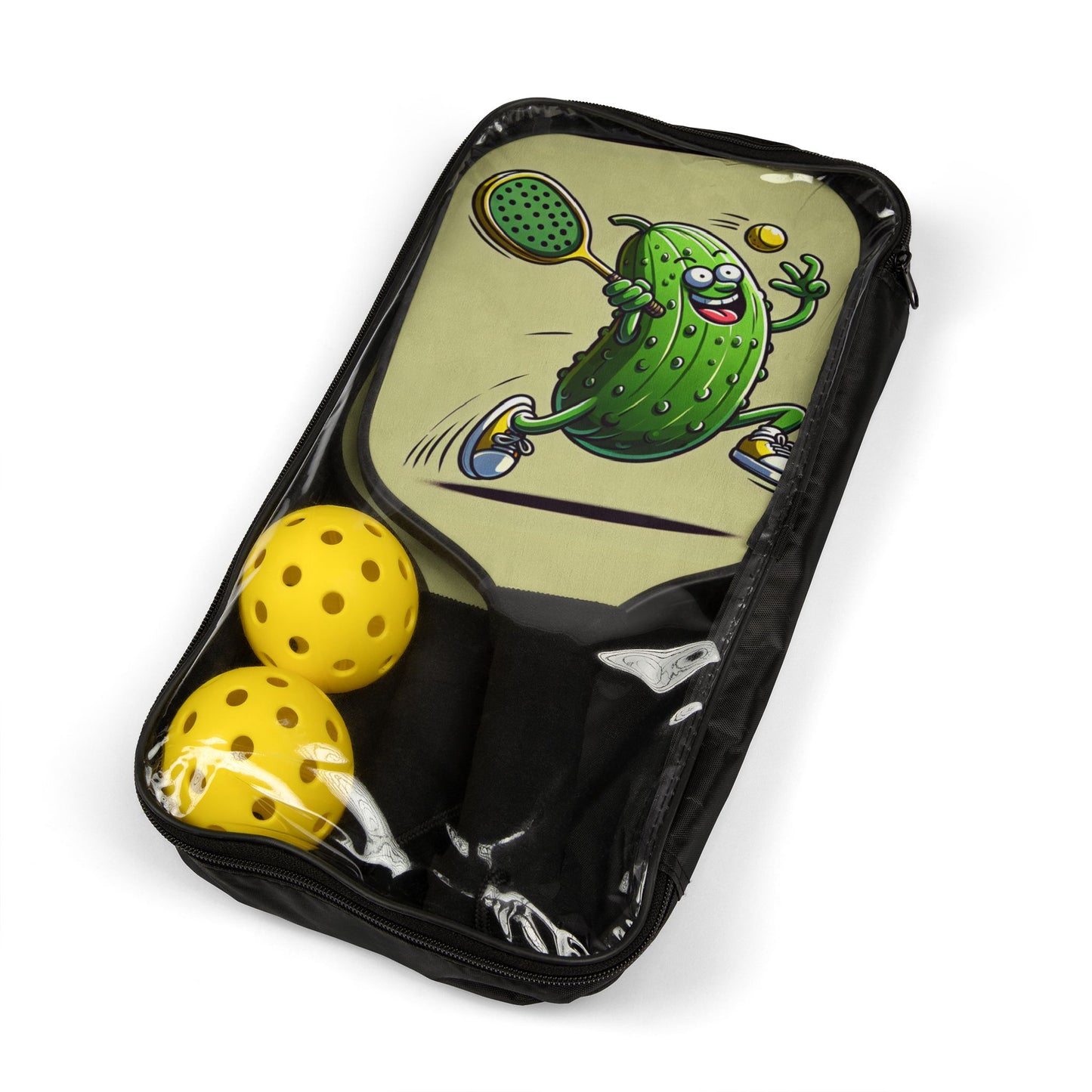 Fun Pickleball Paddle Set - Playful Pickle Design with Balls