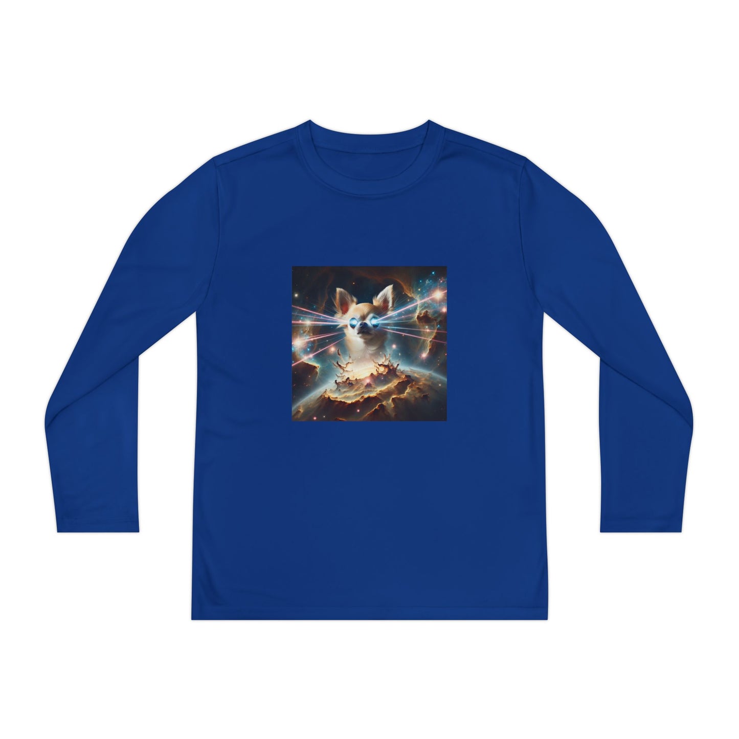 Kids Galaxy Control Long Sleeve Tee, Fierce Teacup Chihuahua Laser Eyes, Funny Shirt, Child's Top, Cute Animal Graphic Tee