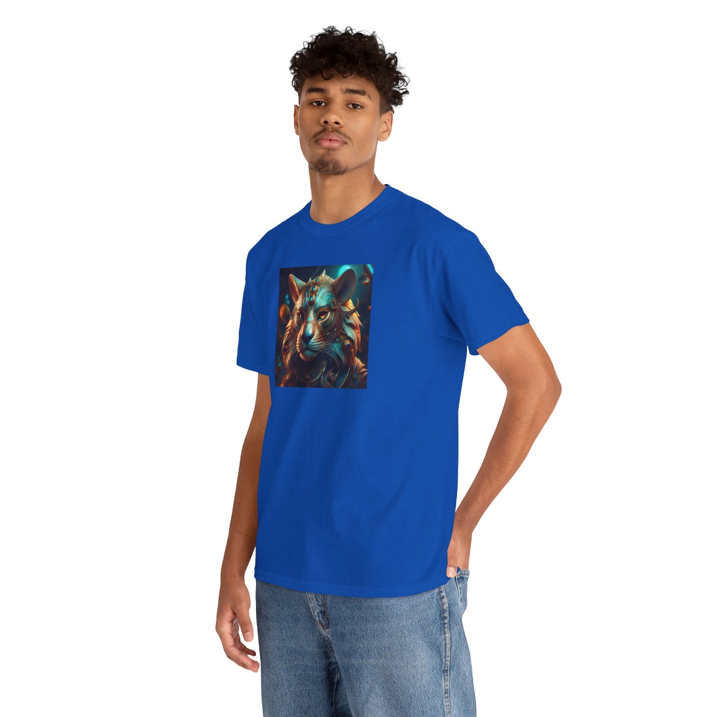 Unique Lion Art Unisex Heavy Cotton Tee - Statement Graphic T-Shirt for Animal Lovers