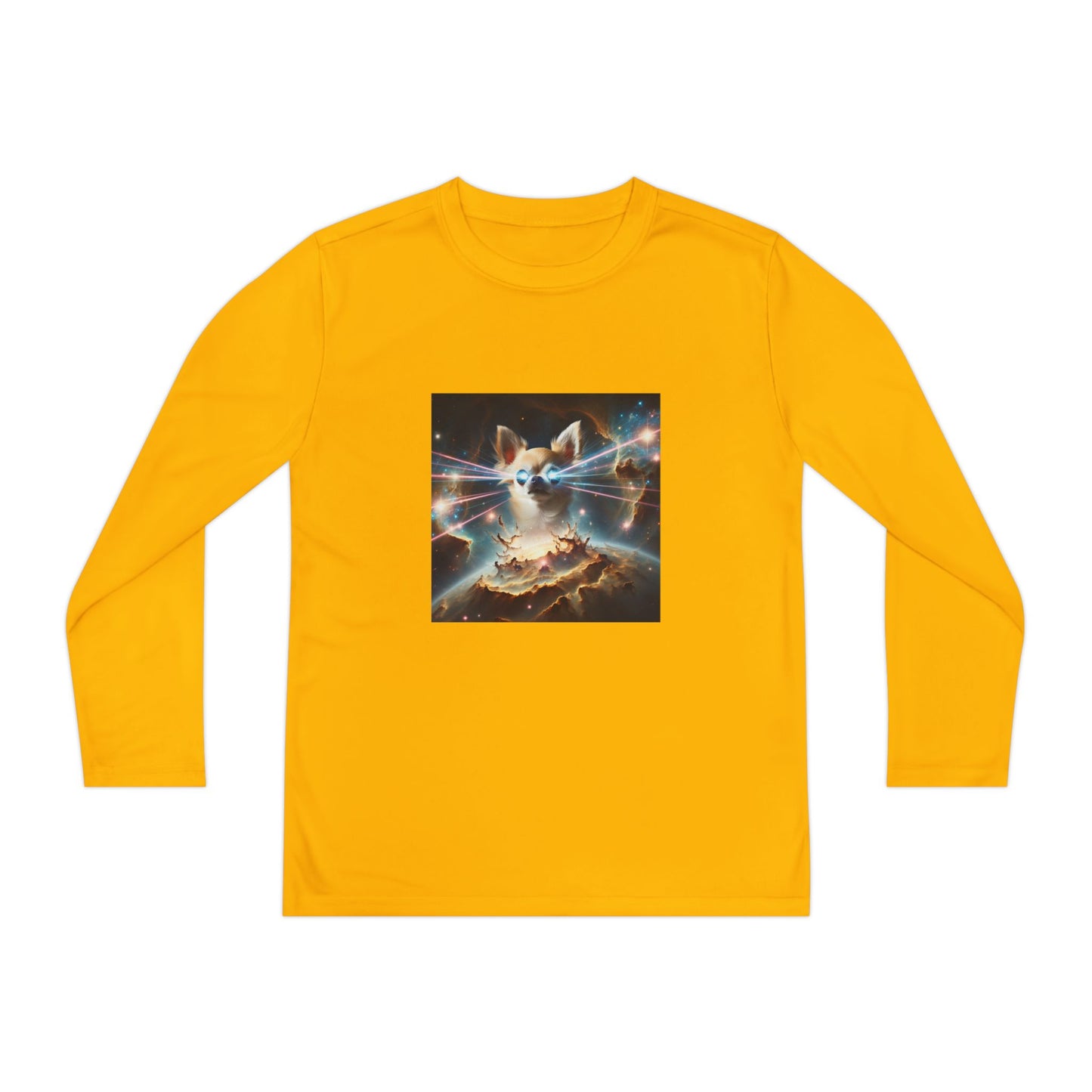 Kids Galaxy Control Long Sleeve Tee, Fierce Teacup Chihuahua Laser Eyes, Funny Shirt, Child's Top, Cute Animal Graphic Tee