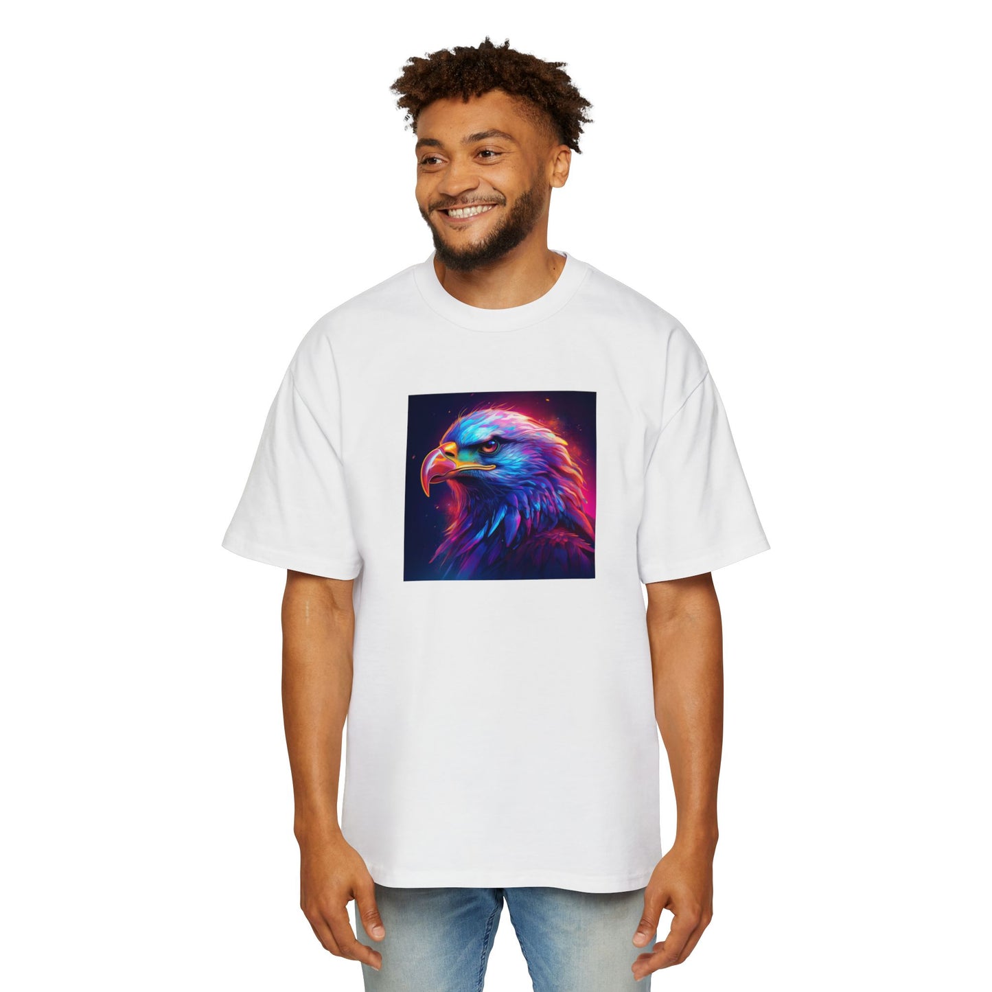 Neon Retro Vibrant Eagle Graphic Oversized Tee for Men