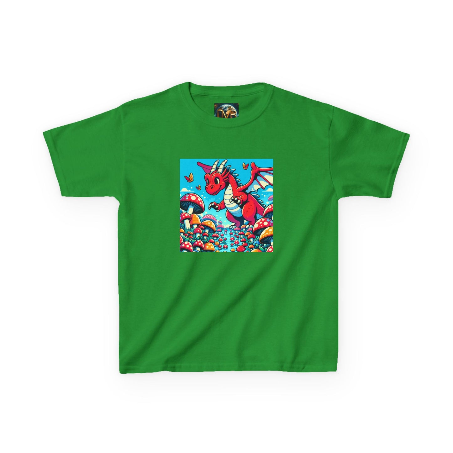 Kids Dragon in a Field of Mushrooms Adventure Tee - Fun Colorful Design for Little Explorers