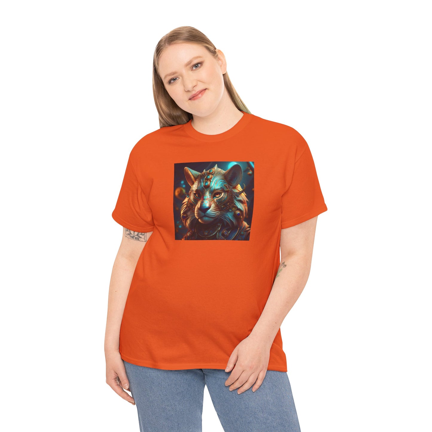 Unique Lion Art Unisex Heavy Cotton Tee - Statement Graphic T-Shirt for Animal Lovers