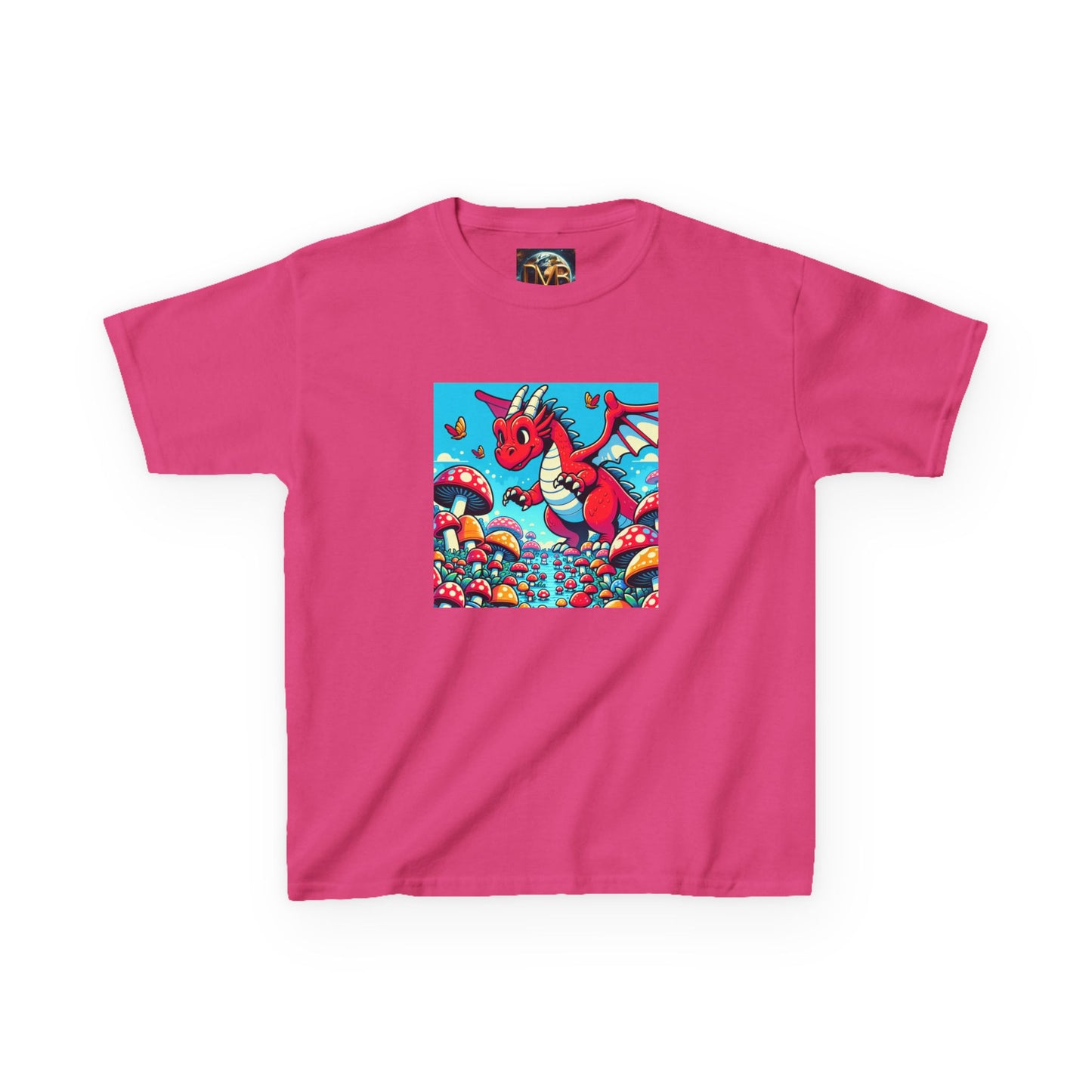Kids Dragon in a Field of Mushrooms Adventure Tee - Fun Colorful Design for Little Explorers