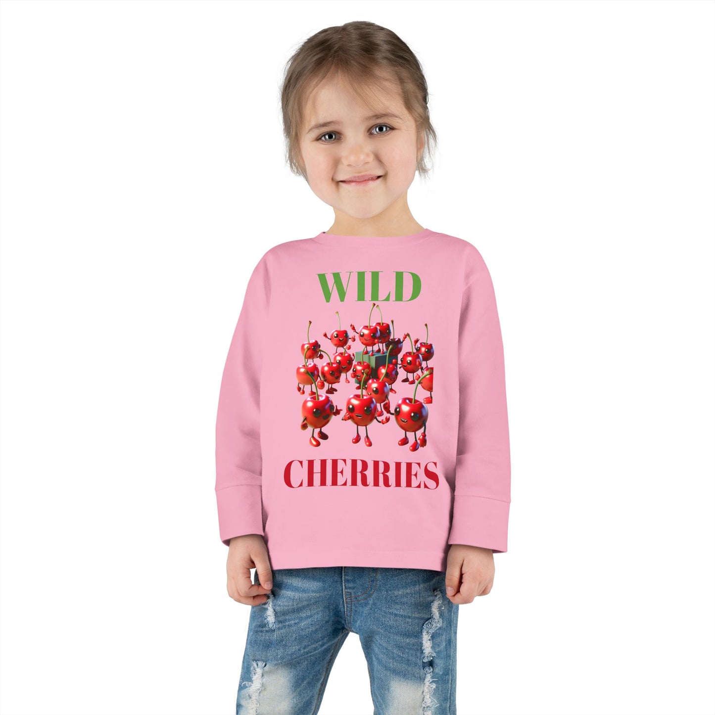 Wild Cherries Toddler Long Sleeve Tee - Fun Fruit Design for Kids
