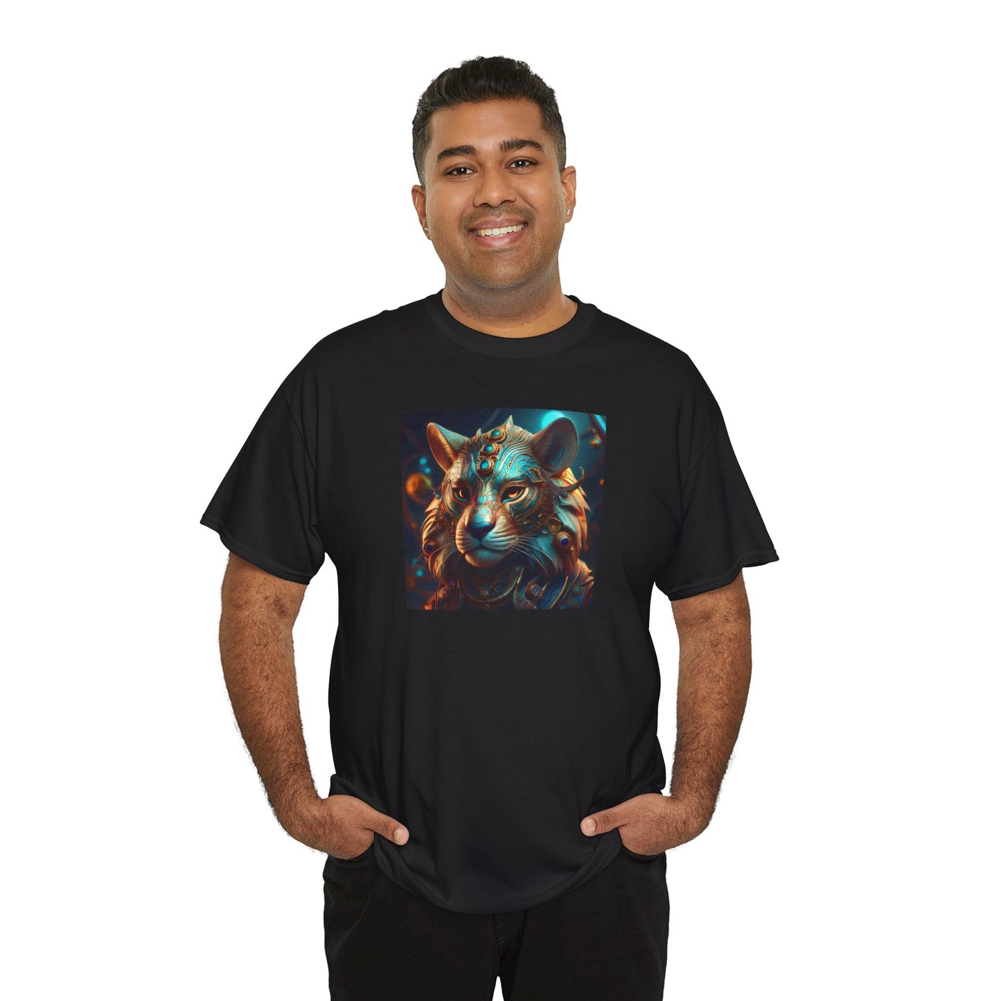 Unique Lion Art Unisex Heavy Cotton Tee - Statement Graphic T-Shirt for Animal Lovers