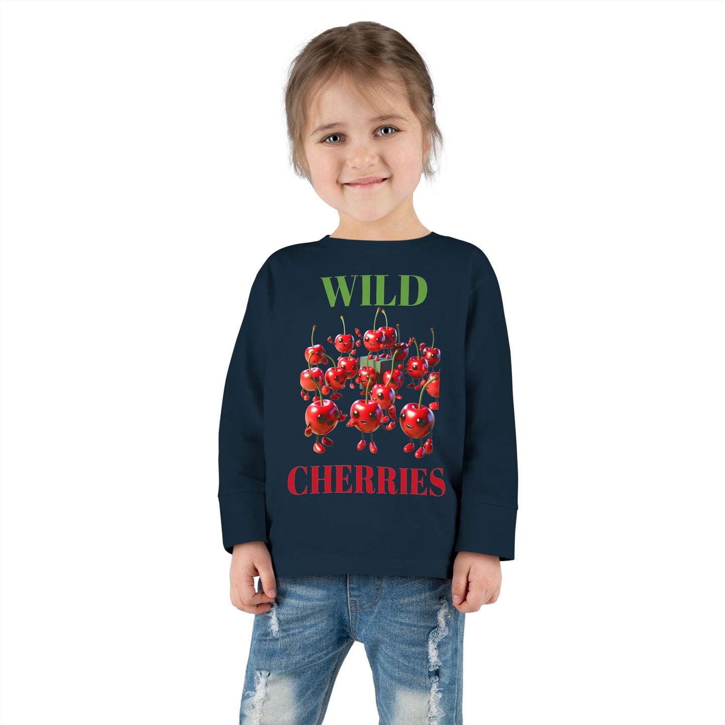 Wild Cherries Toddler Long Sleeve Tee - Fun Fruit Design for Kids