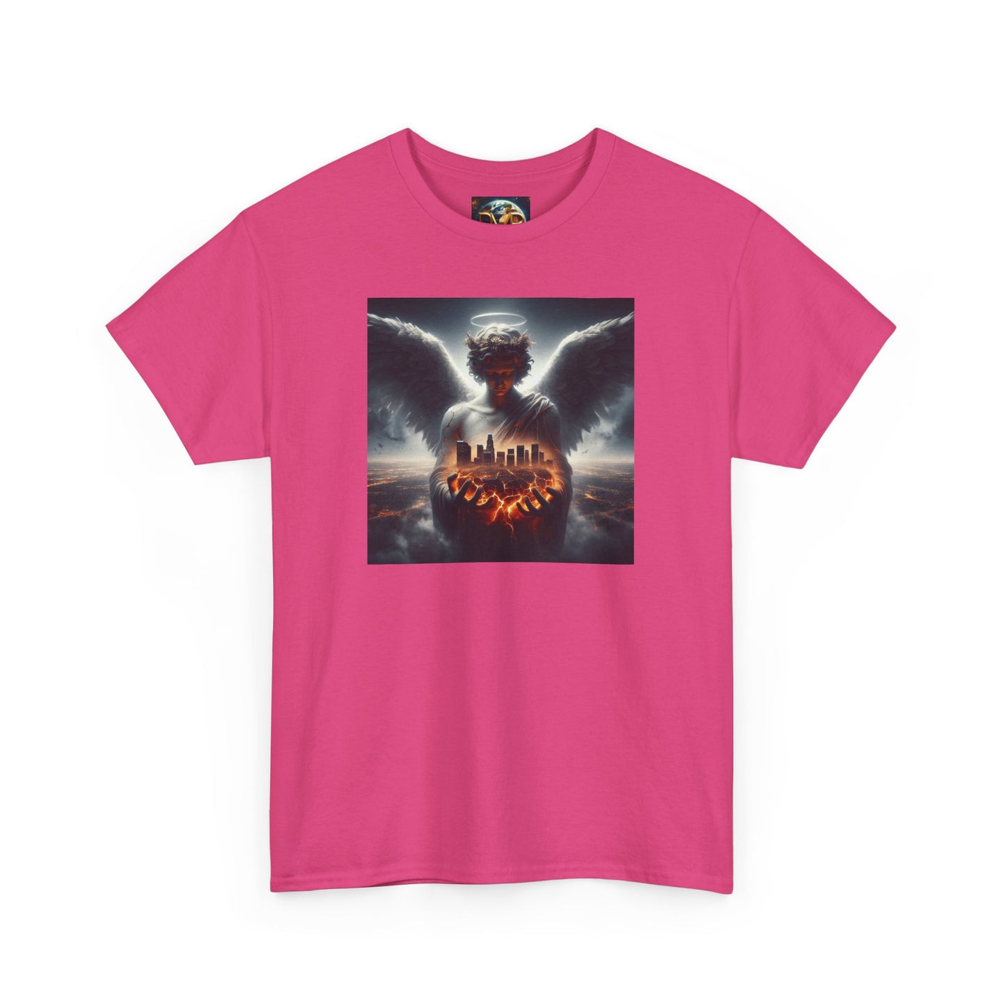Angel Guardian Unisex Heavy Cotton Tee - Los Angeles Landscape Shirt, Holy Angel Protection, Urban Angel Tee, City Savior