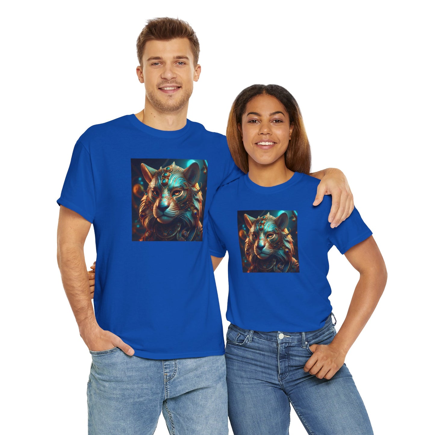 Unique Lion Art Unisex Heavy Cotton Tee - Statement Graphic T-Shirt for Animal Lovers