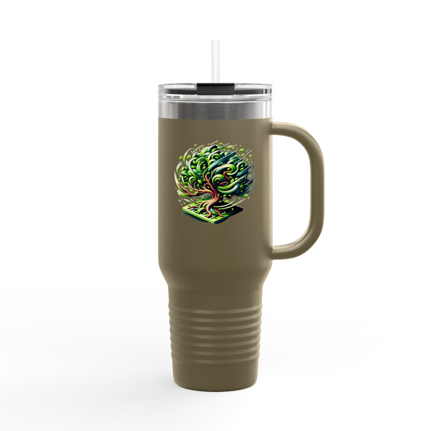 Eco-Friendly Insulated Travel Mug - 40oz with Whimsical Tree Design