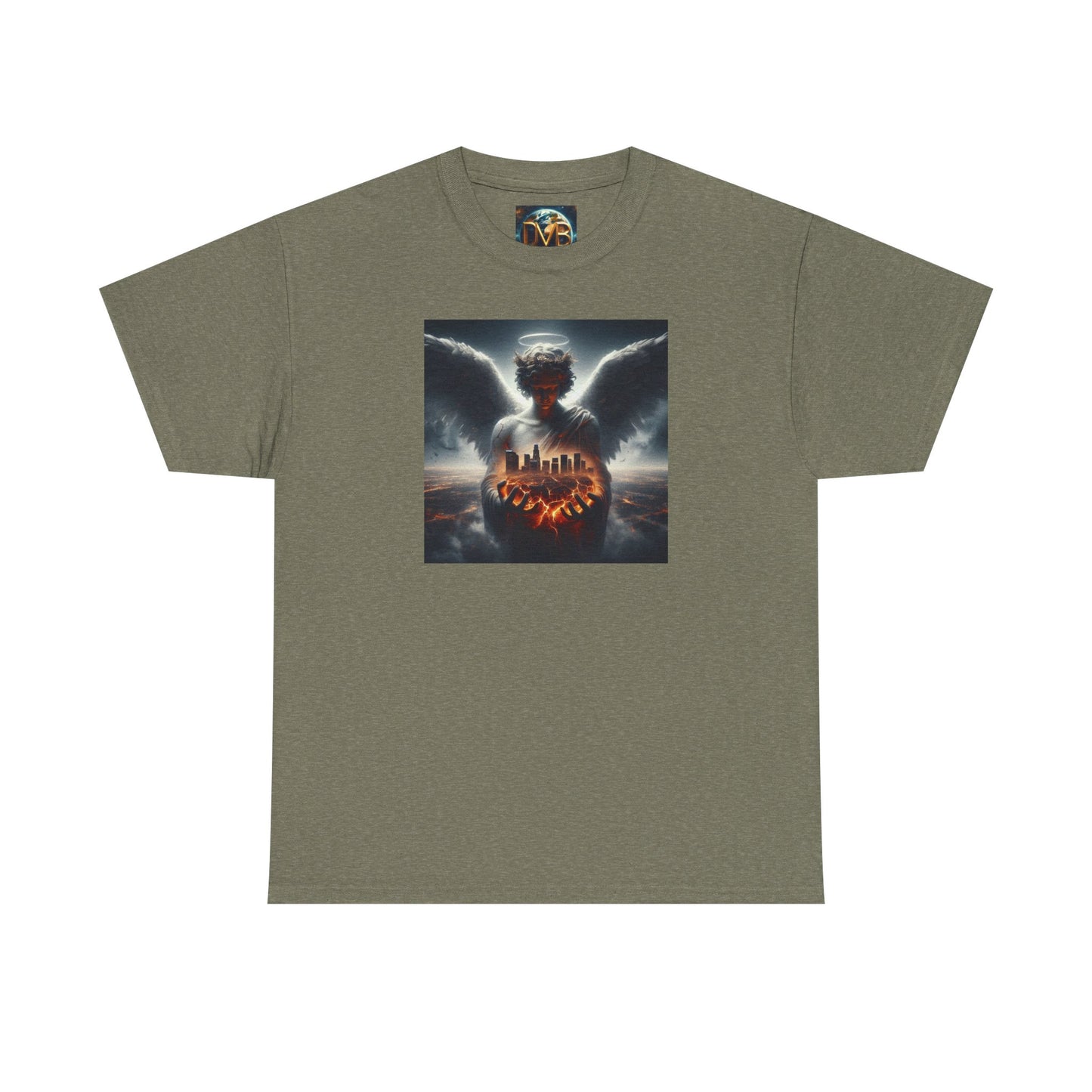 Angel Guardian Unisex Heavy Cotton Tee - Los Angeles Landscape Shirt, Holy Angel Protection, Urban Angel Tee, City Savior