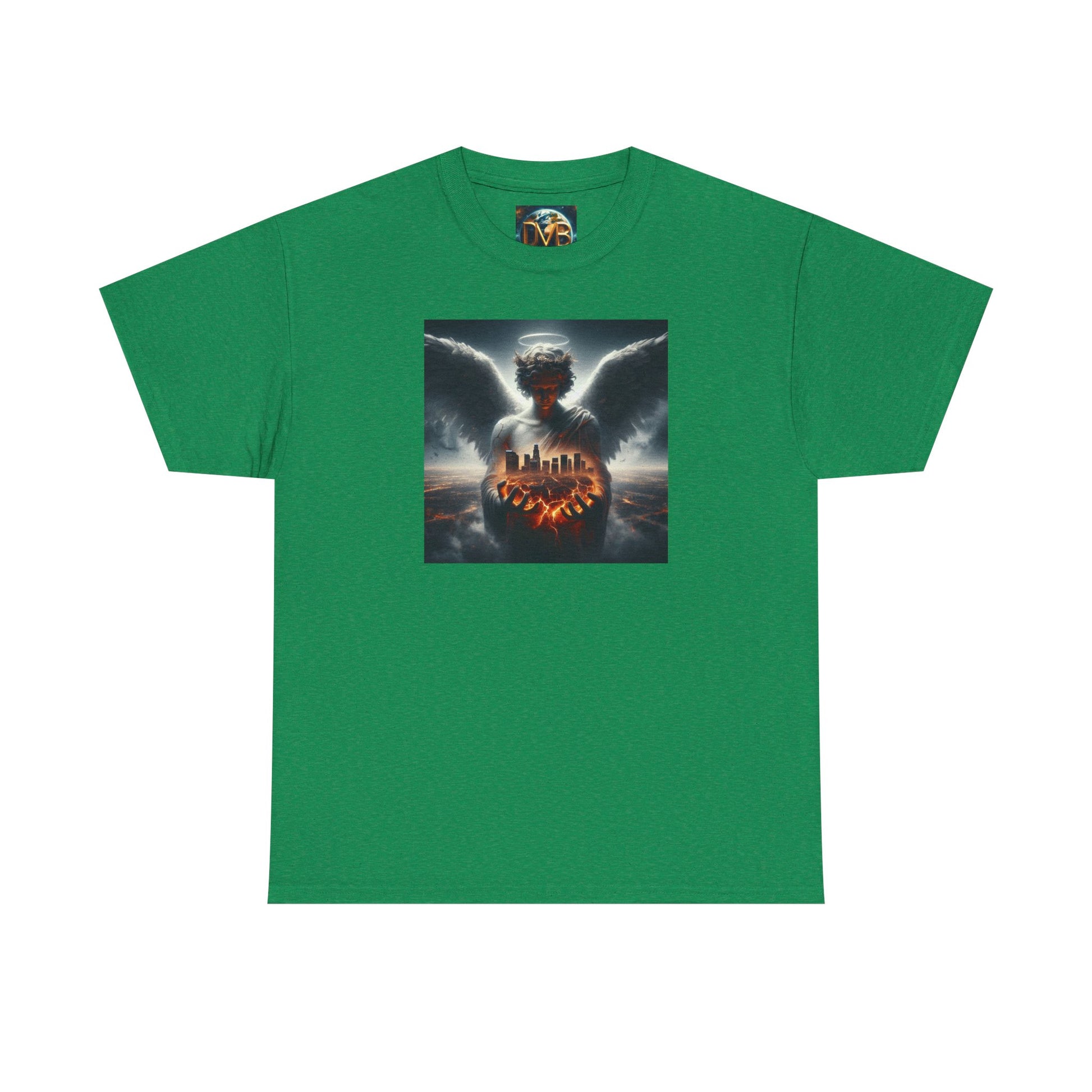 Angel Guardian Unisex Heavy Cotton Tee - Los Angeles Landscape Shirt, Holy Angel Protection, Urban Angel Tee, City Savior