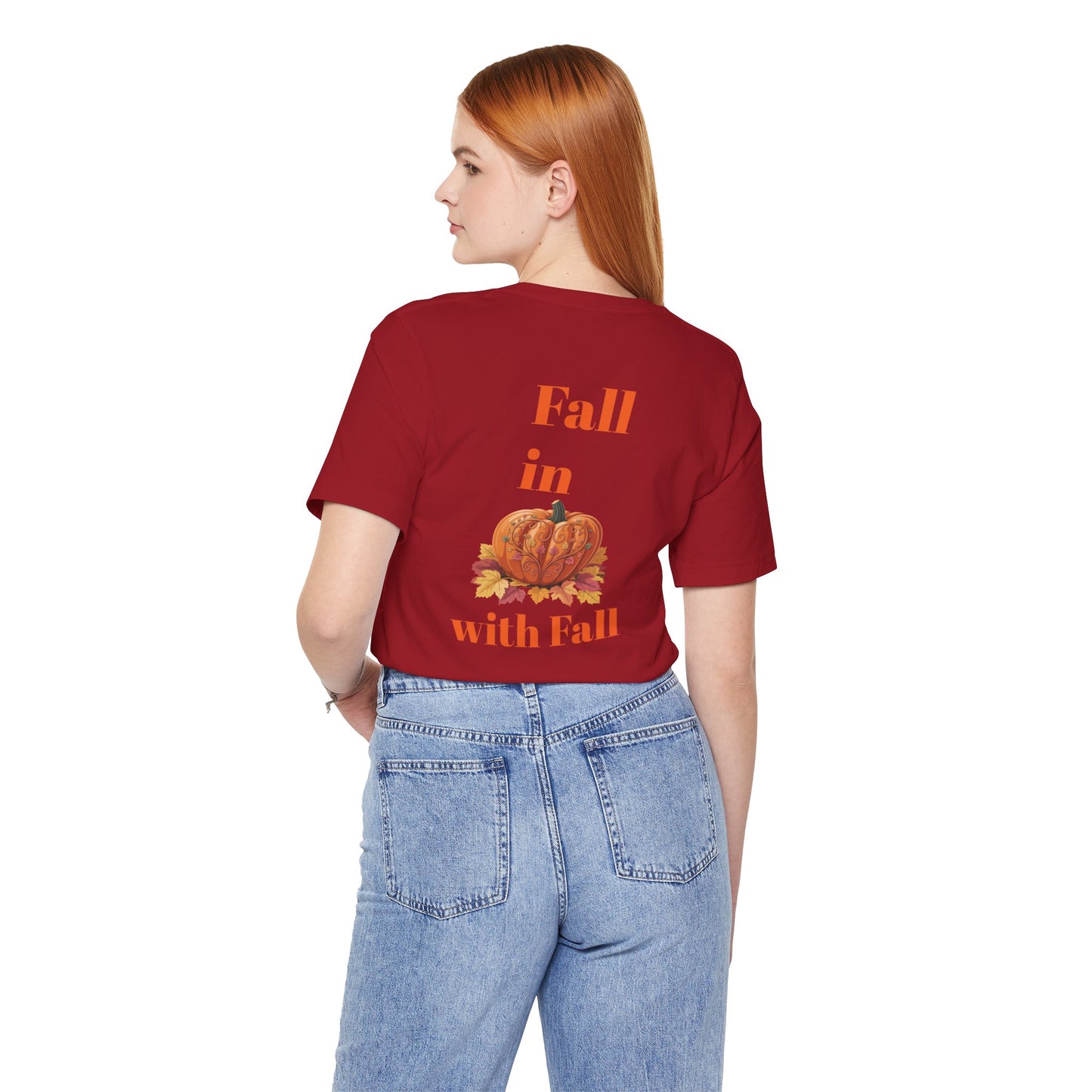 Fall In Love With Fall, Unisex Fall T-Shirt, Halloween Shirt, Cozy Fall Apparel, Seasonal Graphic Tee, Pumpkin Spice Tee