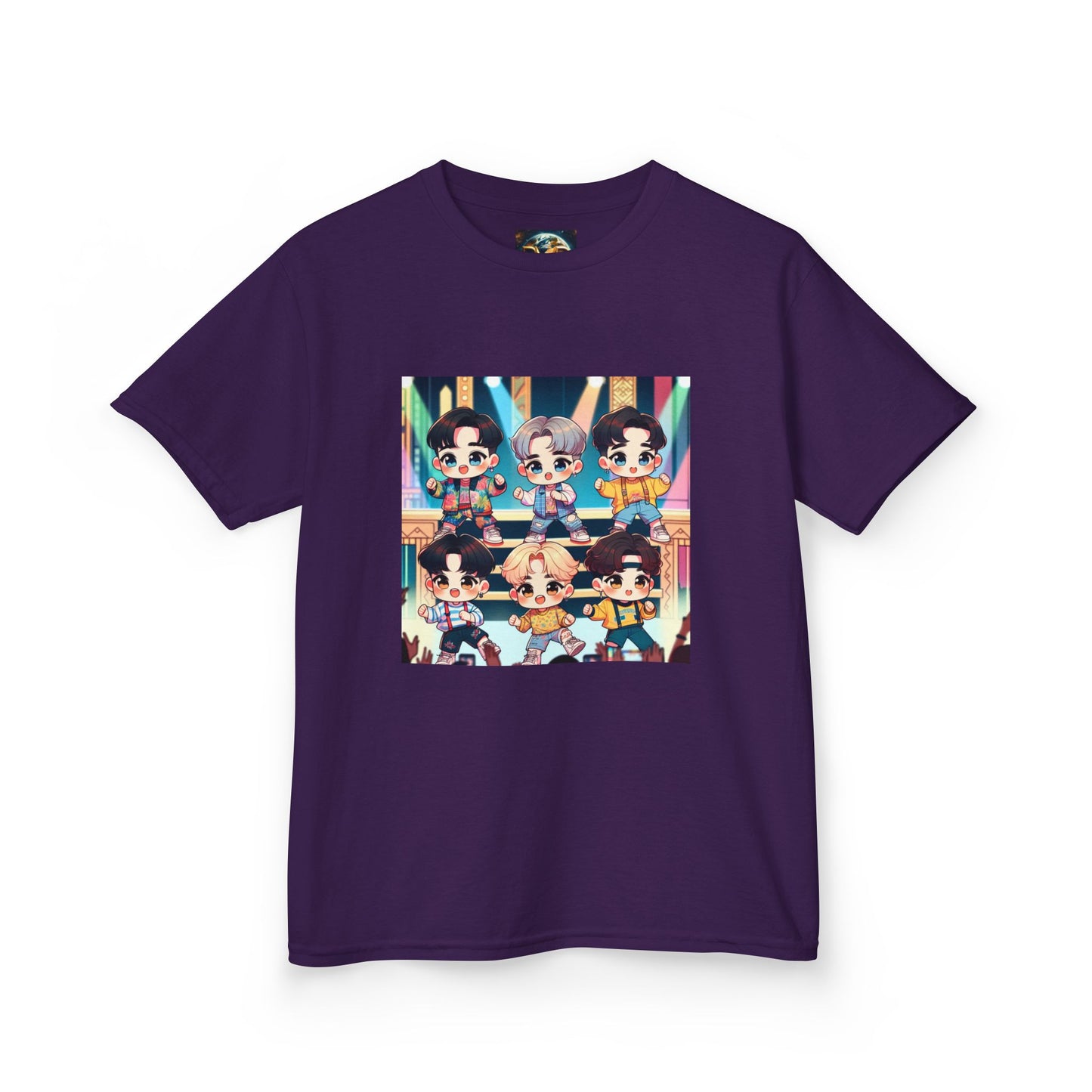 Kids T-Shirt, Cute Anime K-Pop Band on Stage Tee, Children's Graphic Shirt, Kawaii Music Group Top, Concert Apparel for Boys