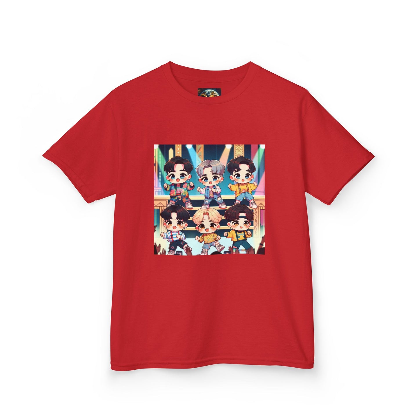 Kids T-Shirt, Cute Anime K-Pop Band on Stage Tee, Children's Graphic Shirt, Kawaii Music Group Top, Concert Apparel for Boys