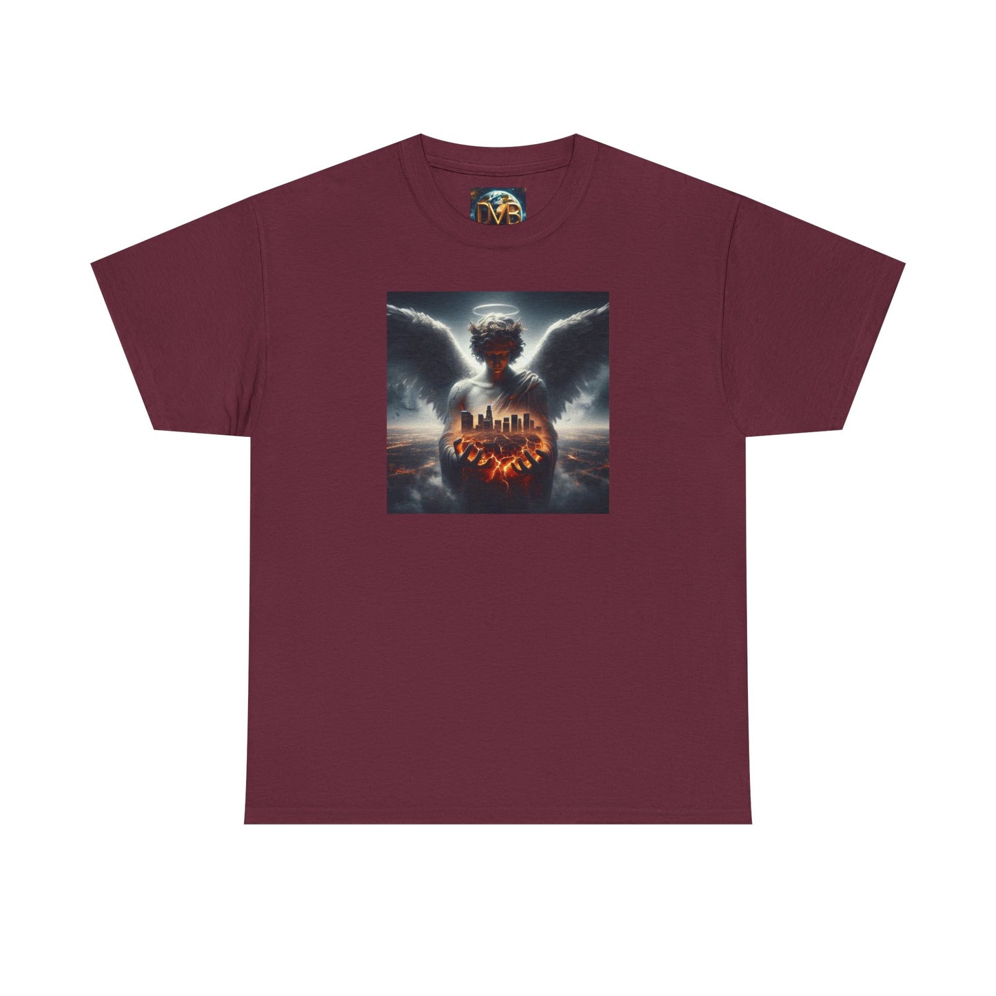 Angel Guardian Unisex Heavy Cotton Tee - Los Angeles Landscape Shirt, Holy Angel Protection, Urban Angel Tee, City Savior