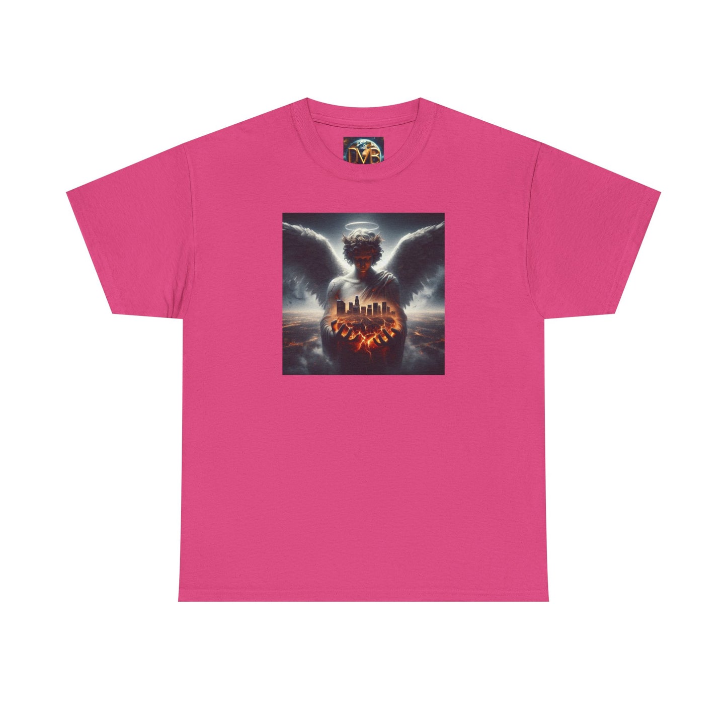 Angel Guardian Unisex Heavy Cotton Tee - Los Angeles Landscape Shirt, Holy Angel Protection, Urban Angel Tee, City Savior