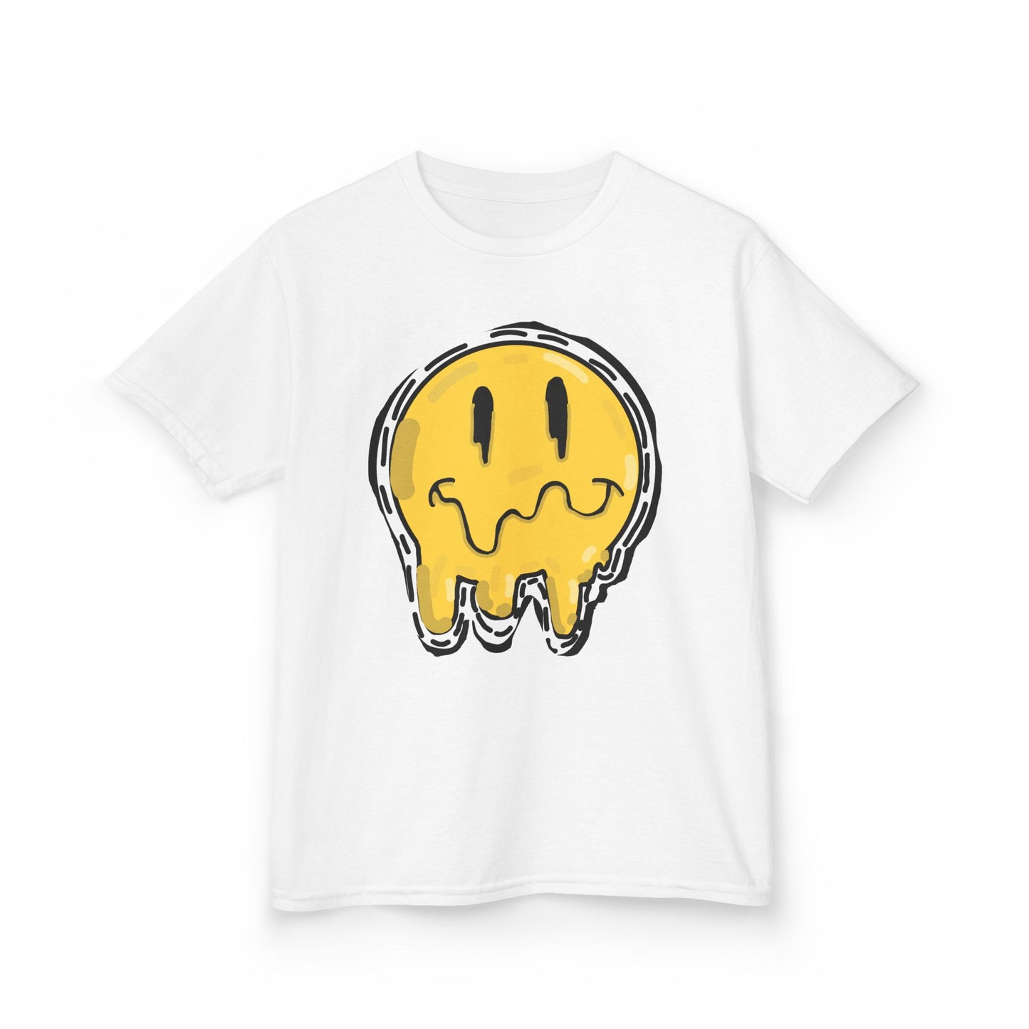 Kids T-Shirt, Melting Smiley Face Emoji Tee for Children, Funny Graphic Shirt, Youth Unisex Top, Cute Emoticon Clothing, Kids