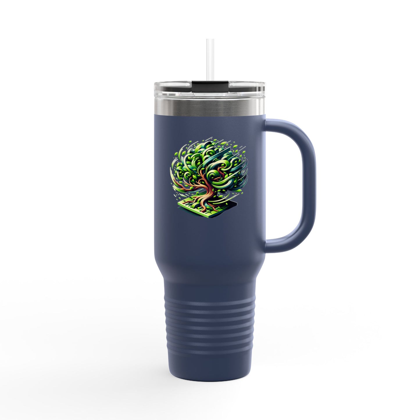 Eco-Friendly Insulated Travel Mug - 40oz with Whimsical Tree Design