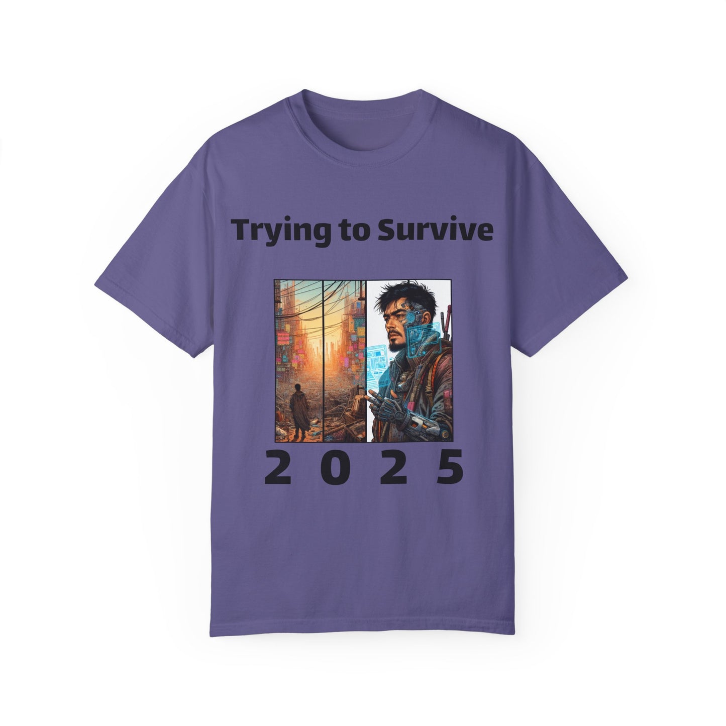 Survival Mode Unisex T-shirt, Trying to Survive 2025, Comic Book Style Tee, Bold Tee Shirt, Men's Women's Shirt