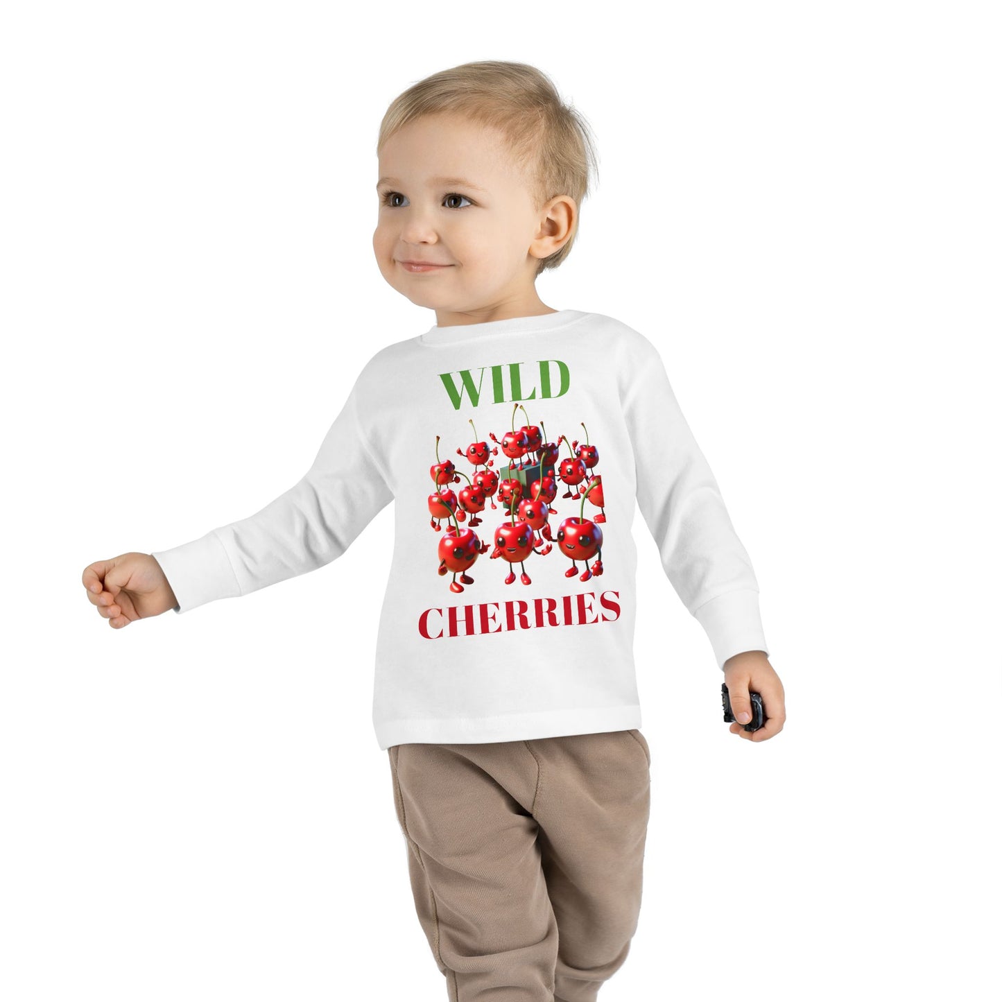 Wild Cherries Toddler Long Sleeve Tee - Fun Fruit Design for Kids