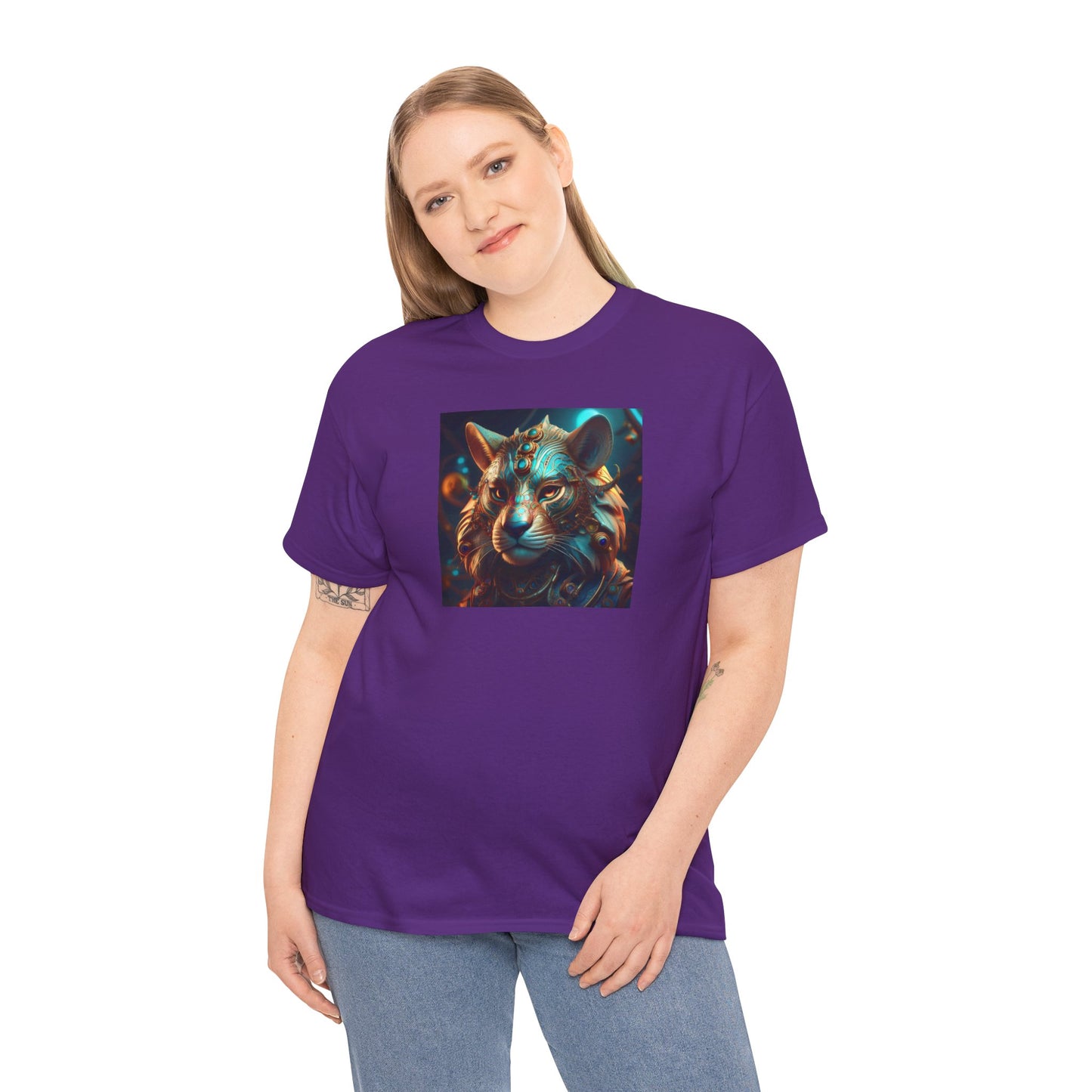 Unique Lion Art Unisex Heavy Cotton Tee - Statement Graphic T-Shirt for Animal Lovers