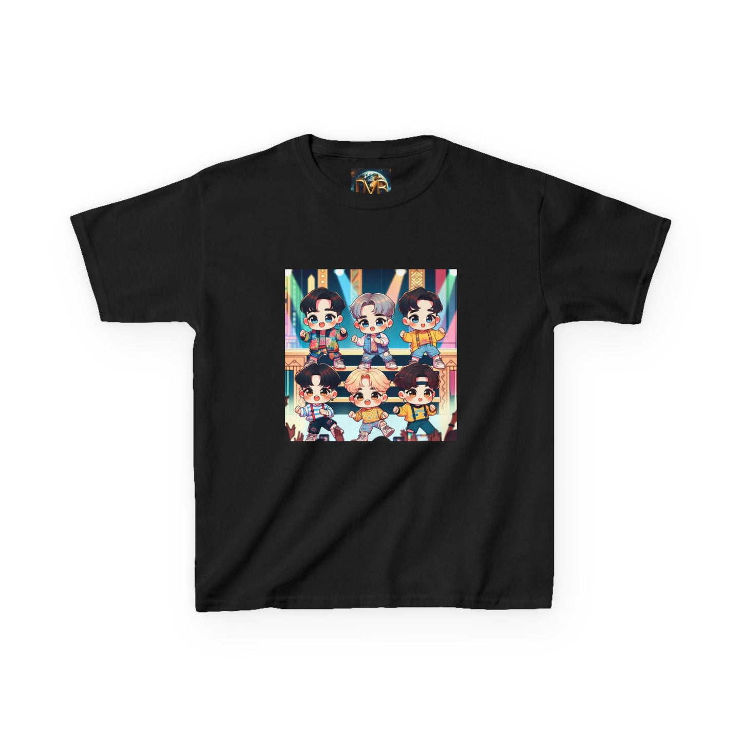 Kids T-Shirt, Cute Anime K-Pop Band on Stage Tee, Children's Graphic Shirt, Kawaii Music Group Top, Concert Apparel for Boys