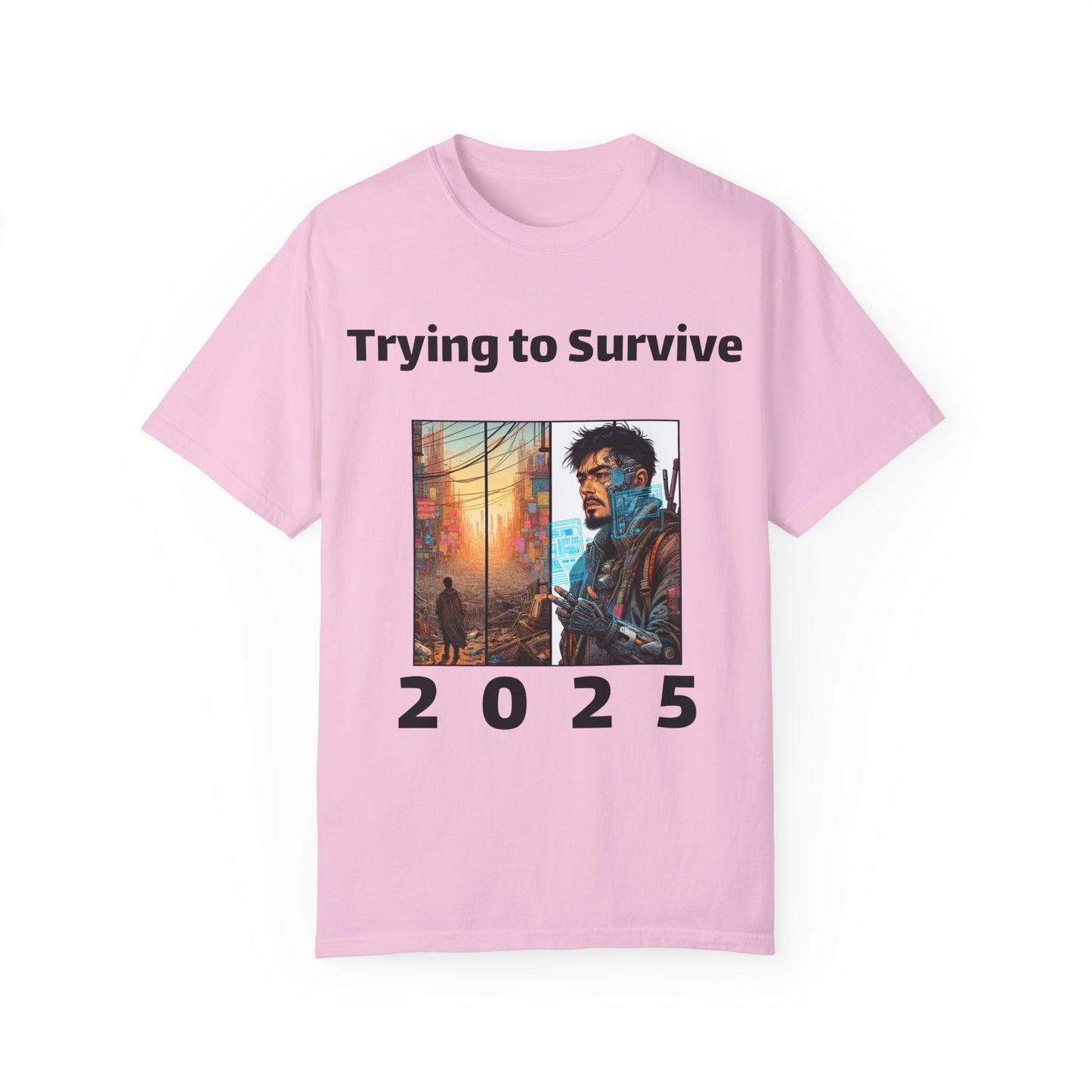 Survival Mode Unisex T-shirt, Trying to Survive 2025, Comic Book Style Tee, Bold Tee Shirt, Men's Women's Shirt