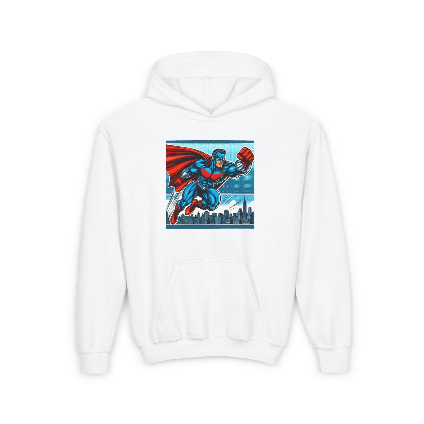 Youth Superhero Heavy Blend Hoodie - Fun & Cozy Design for Kids