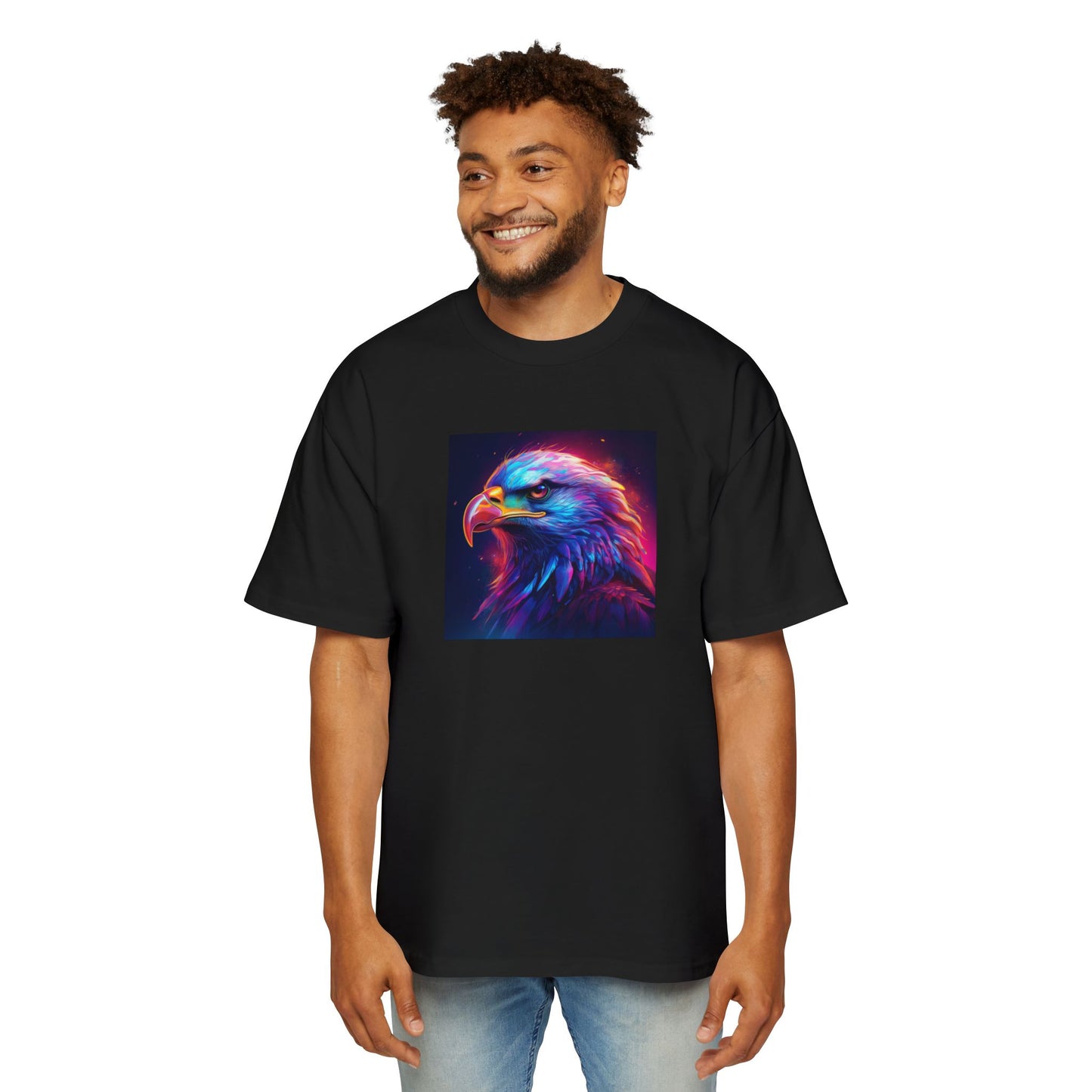 Neon Retro Vibrant Eagle Graphic Oversized Tee for Men
