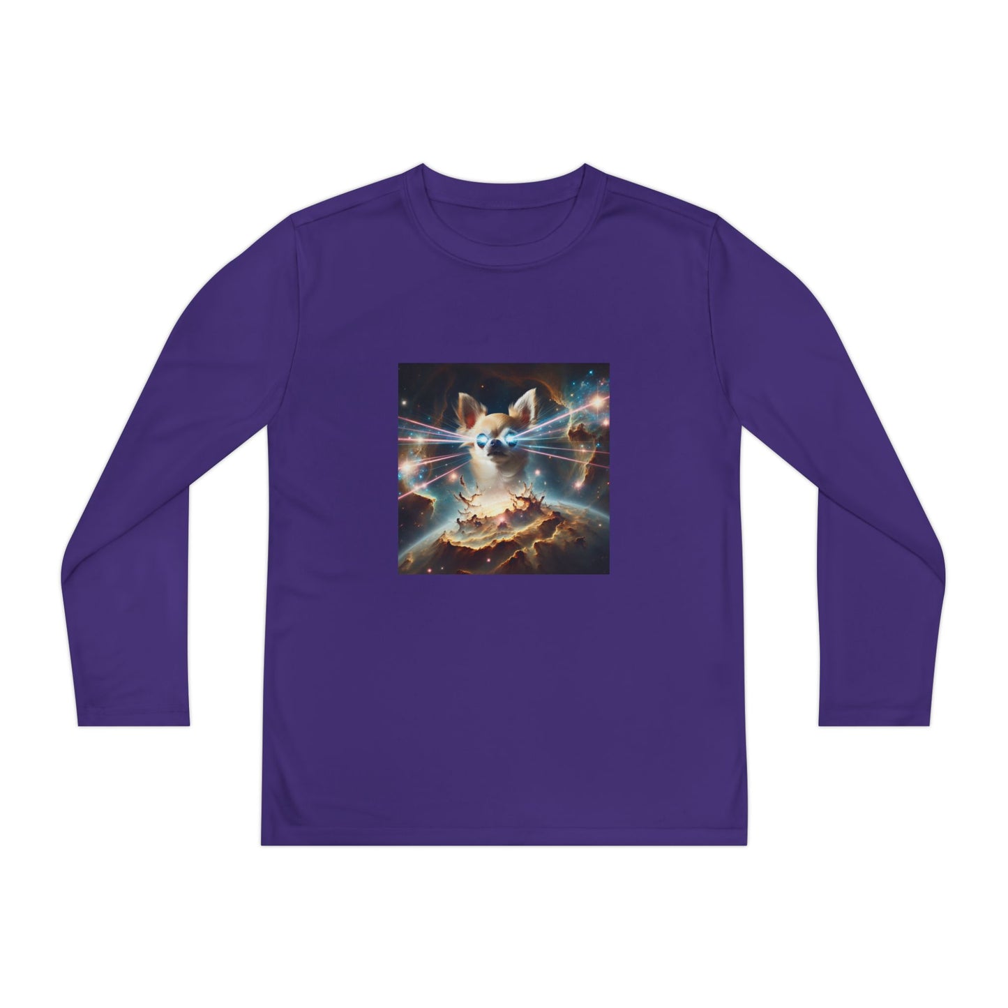 Kids Galaxy Control Long Sleeve Tee, Fierce Teacup Chihuahua Laser Eyes, Funny Shirt, Child's Top, Cute Animal Graphic Tee