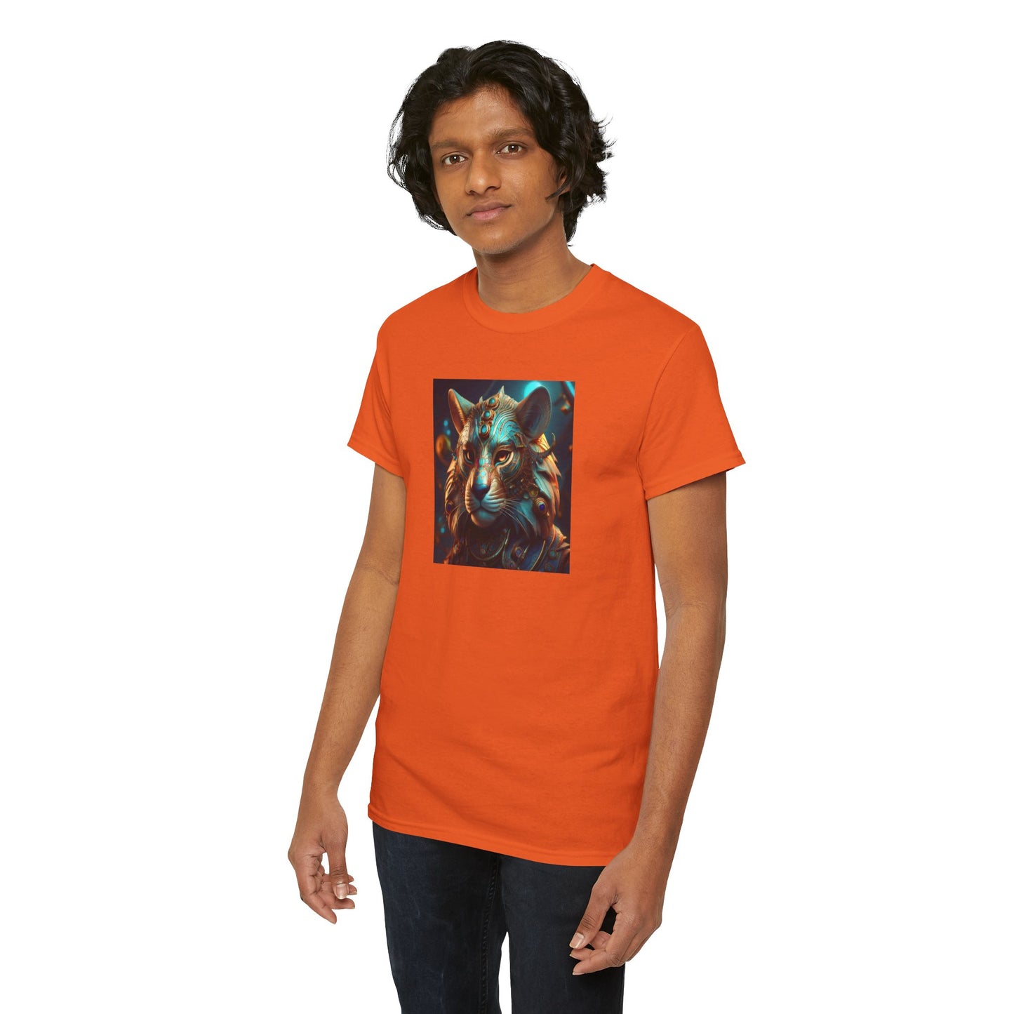 Unique Lion Art Unisex Heavy Cotton Tee - Statement Graphic T-Shirt for Animal Lovers