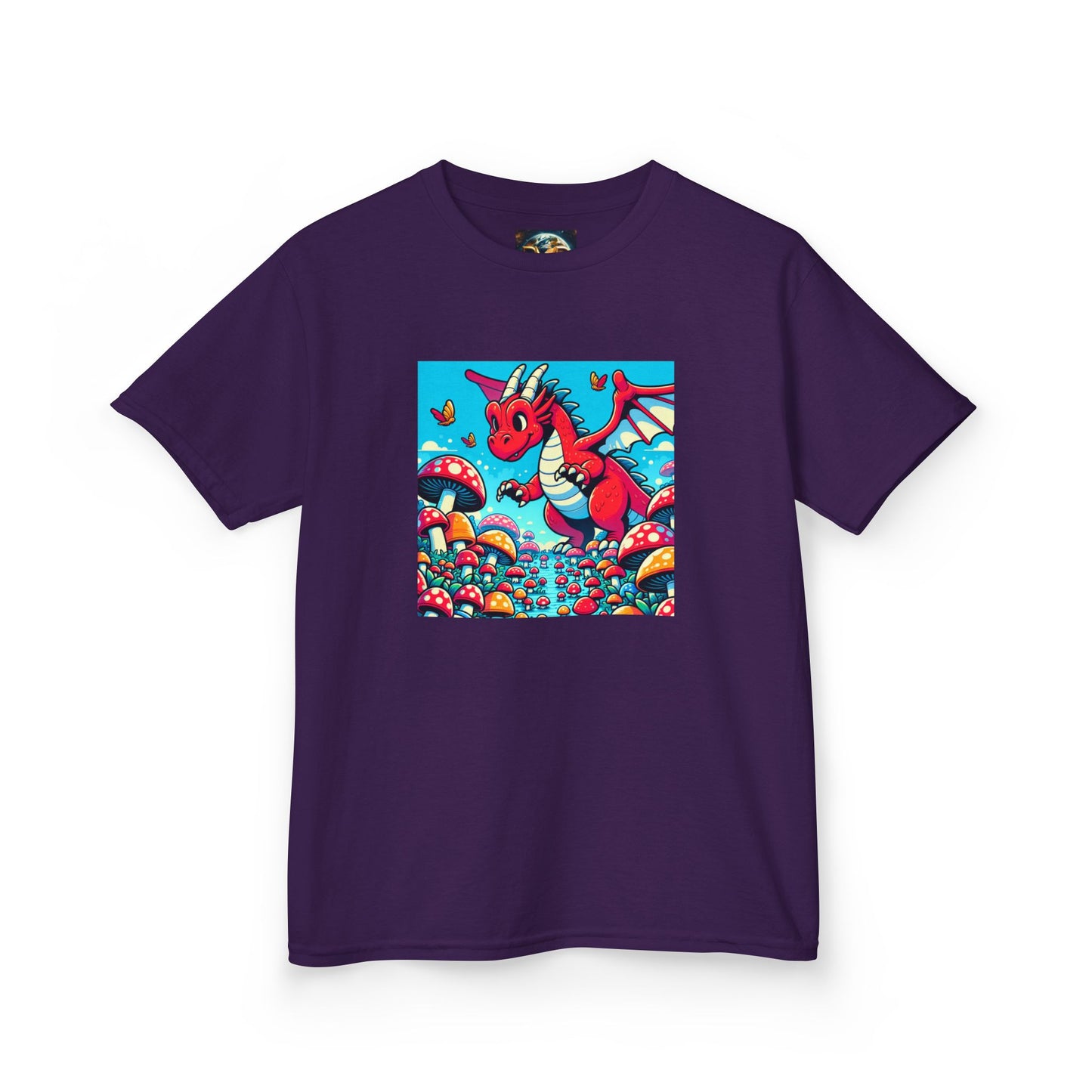 Kids Dragon in a Field of Mushrooms Adventure Tee - Fun Colorful Design for Little Explorers
