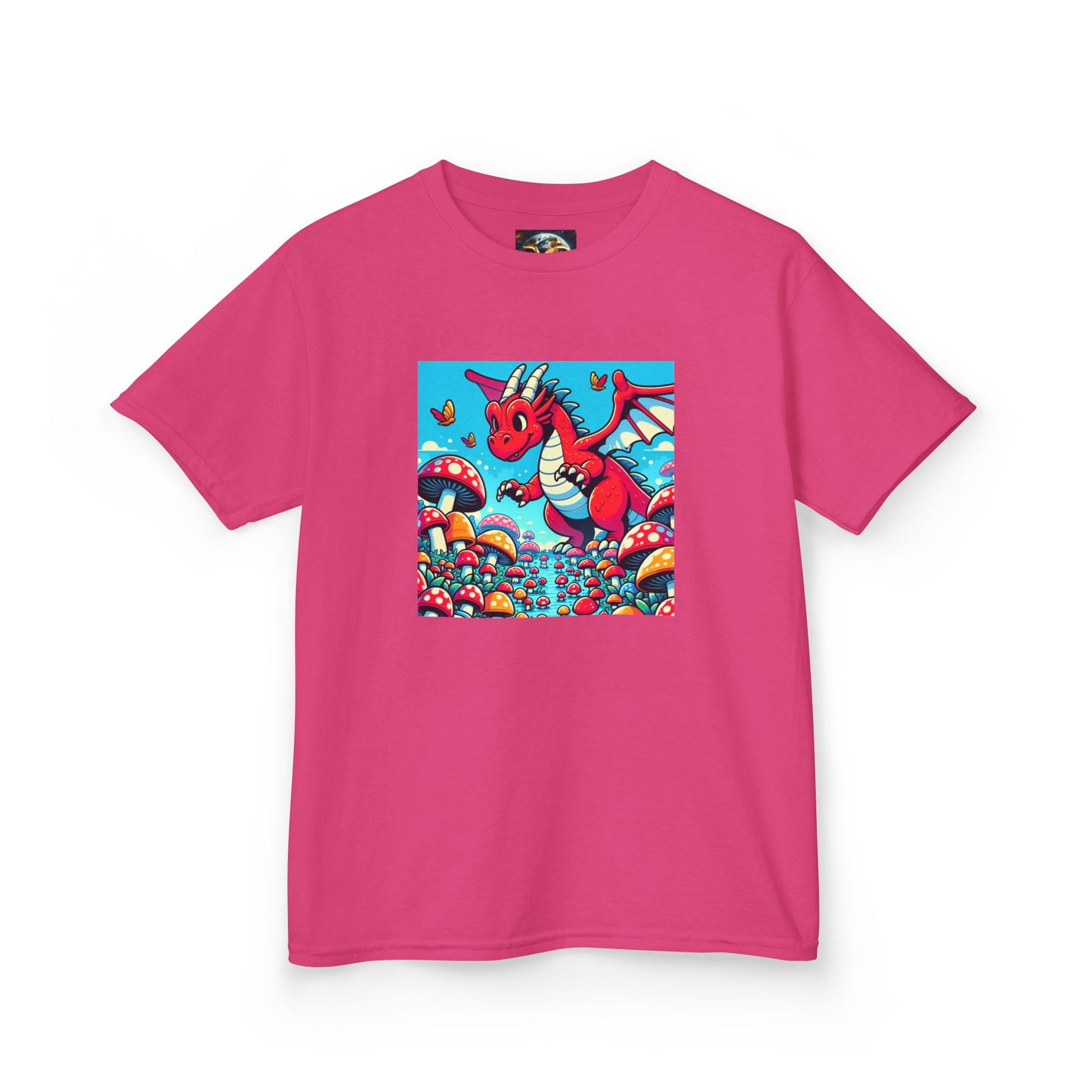 Kids Dragon in a Field of Mushrooms Adventure Tee - Fun Colorful Design for Little Explorers