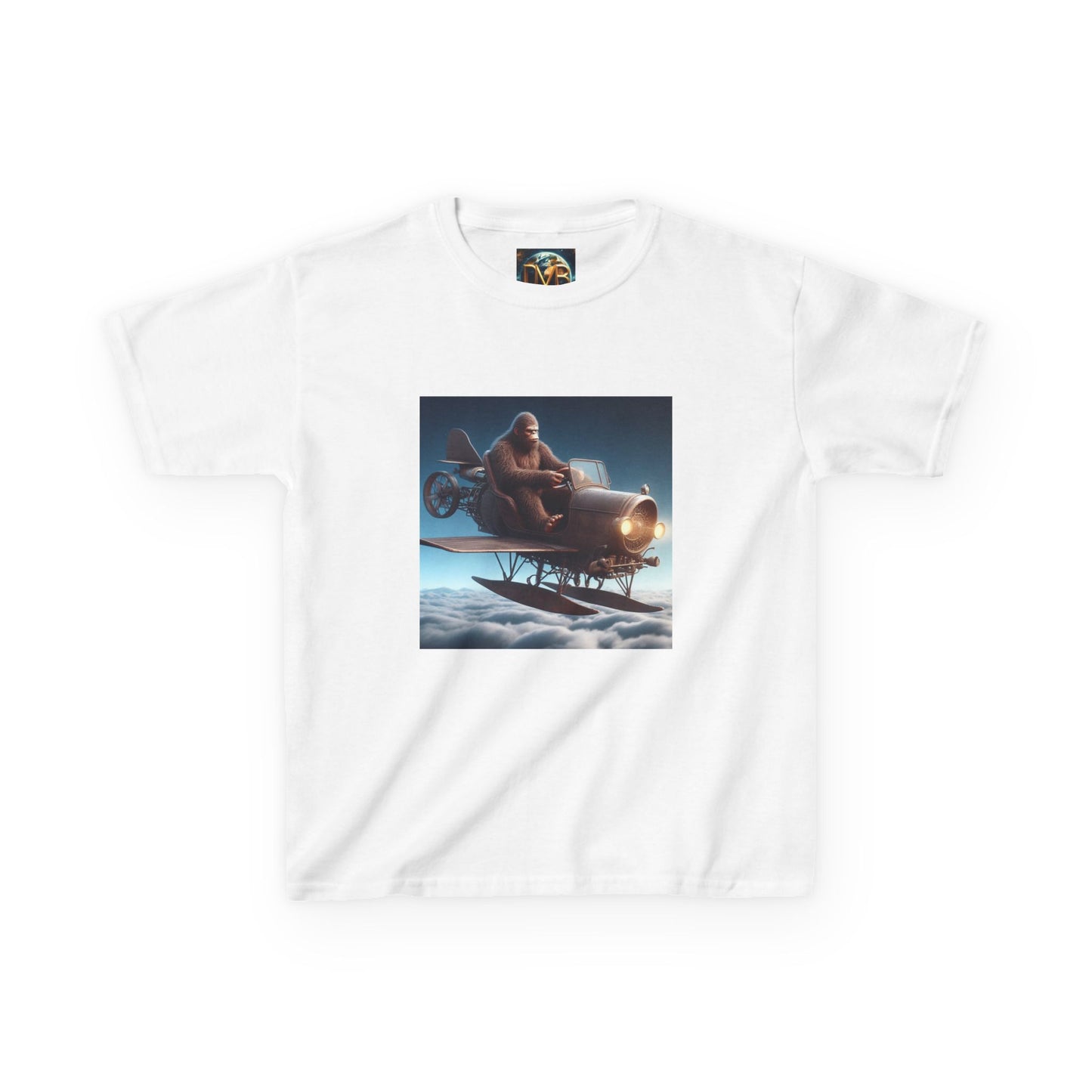 Kids Tee, Bigfoot Flying Car Shirt, Hilarious Kid's Design, Youth Tshirt, Children's Graphic Tee, Funny Sasquatch Top
