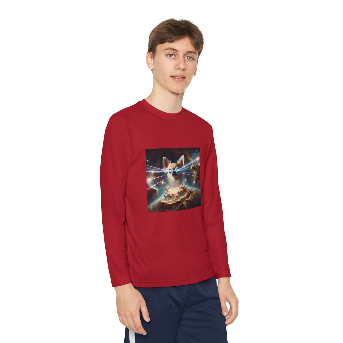 Kids Galaxy Control Long Sleeve Tee, Fierce Teacup Chihuahua Laser Eyes, Funny Shirt, Child's Top, Cute Animal Graphic Tee