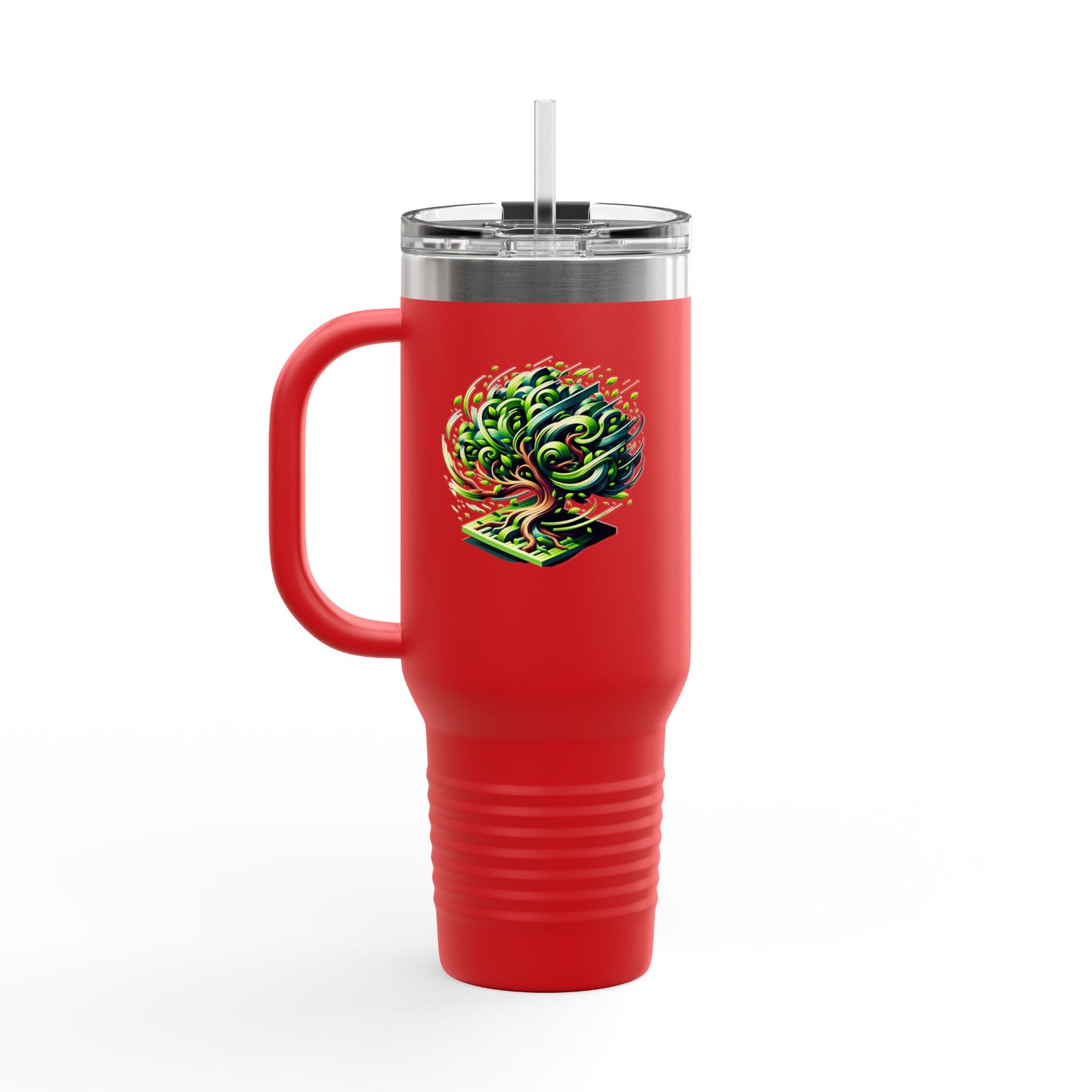 Eco-Friendly Insulated Travel Mug - 40oz with Whimsical Tree Design