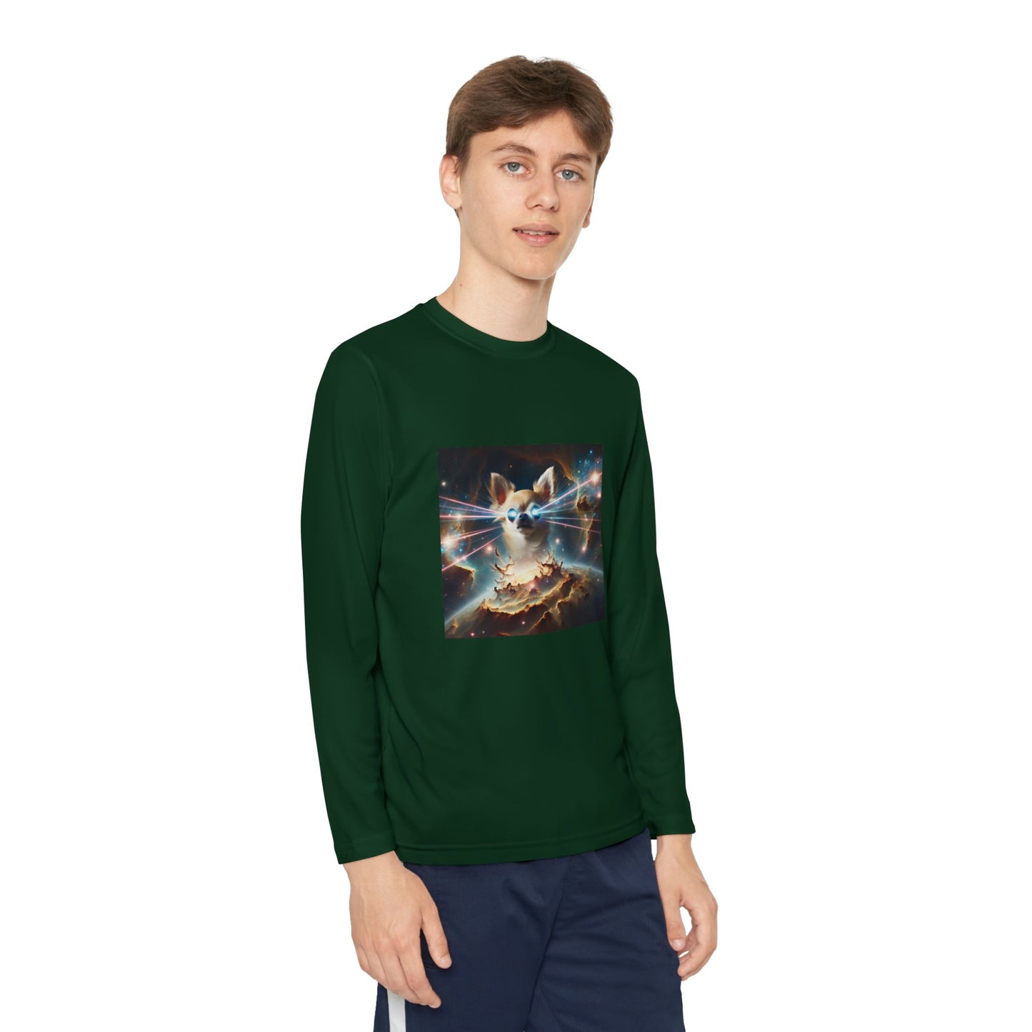 Kids Galaxy Control Long Sleeve Tee, Fierce Teacup Chihuahua Laser Eyes, Funny Shirt, Child's Top, Cute Animal Graphic Tee
