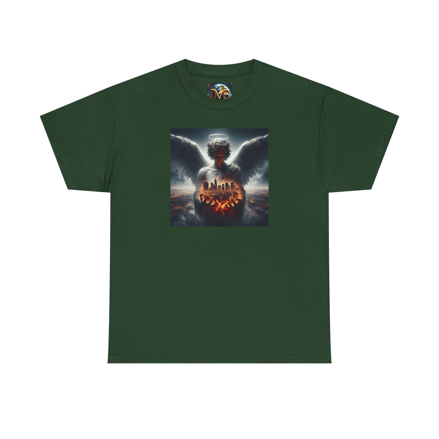 Angel Guardian Unisex Heavy Cotton Tee - Los Angeles Landscape Shirt, Holy Angel Protection, Urban Angel Tee, City Savior