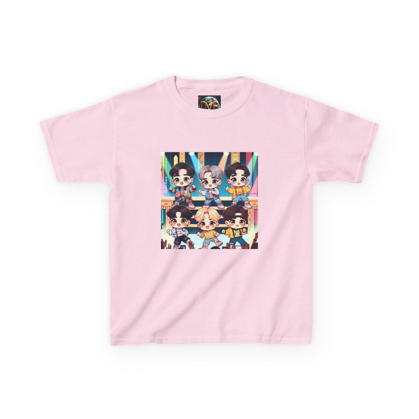 Kids T-Shirt, Cute Anime K-Pop Band on Stage Tee, Children's Graphic Shirt, Kawaii Music Group Top, Concert Apparel for Boys