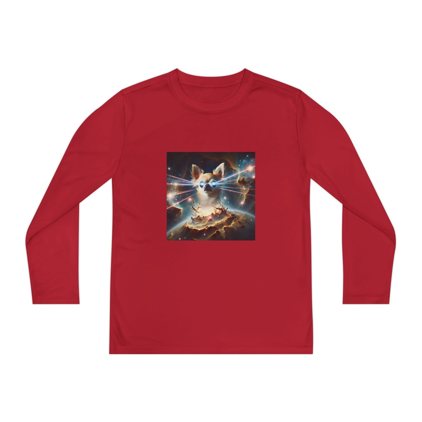 Kids Galaxy Control Long Sleeve Tee, Fierce Teacup Chihuahua Laser Eyes, Funny Shirt, Child's Top, Cute Animal Graphic Tee