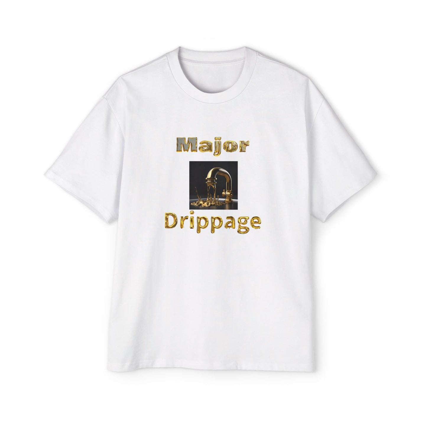 Oversized Tee - Major Drippage Gold Faucet Print Shirt for Men
