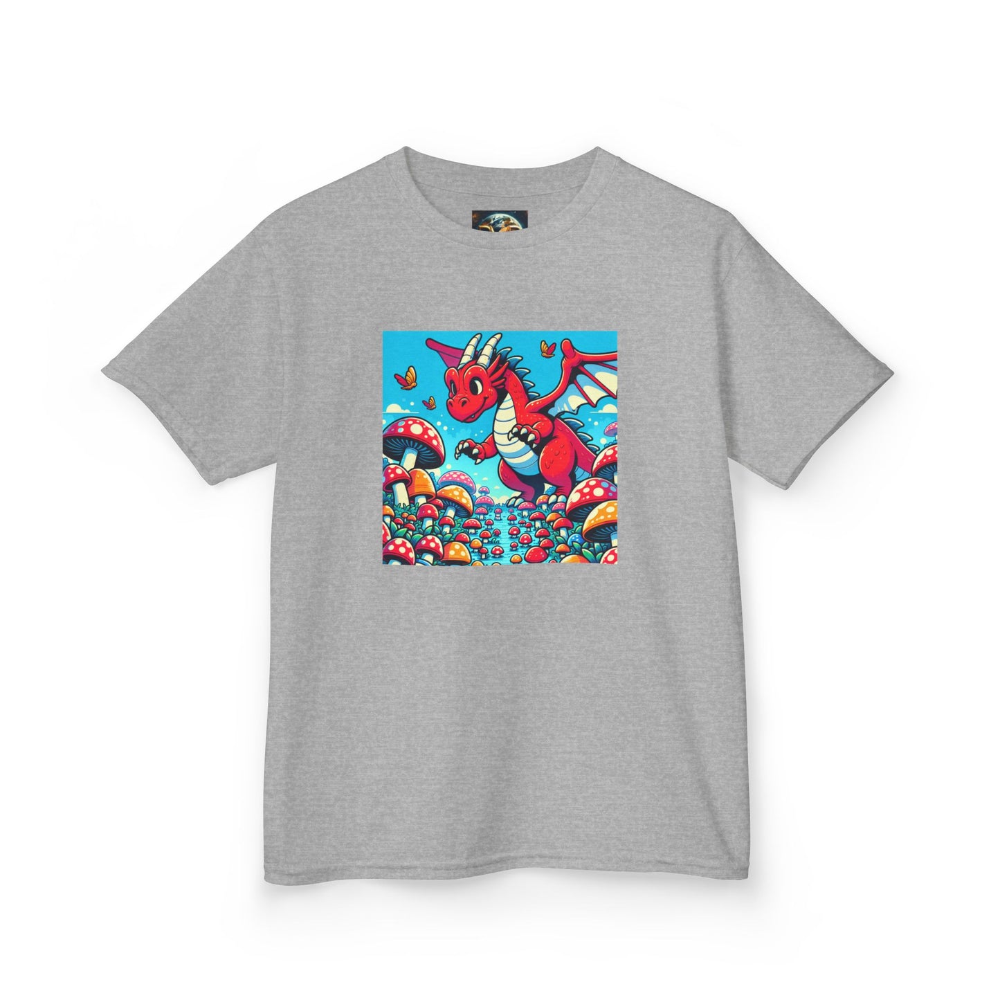 Kids Dragon in a Field of Mushrooms Adventure Tee - Fun Colorful Design for Little Explorers