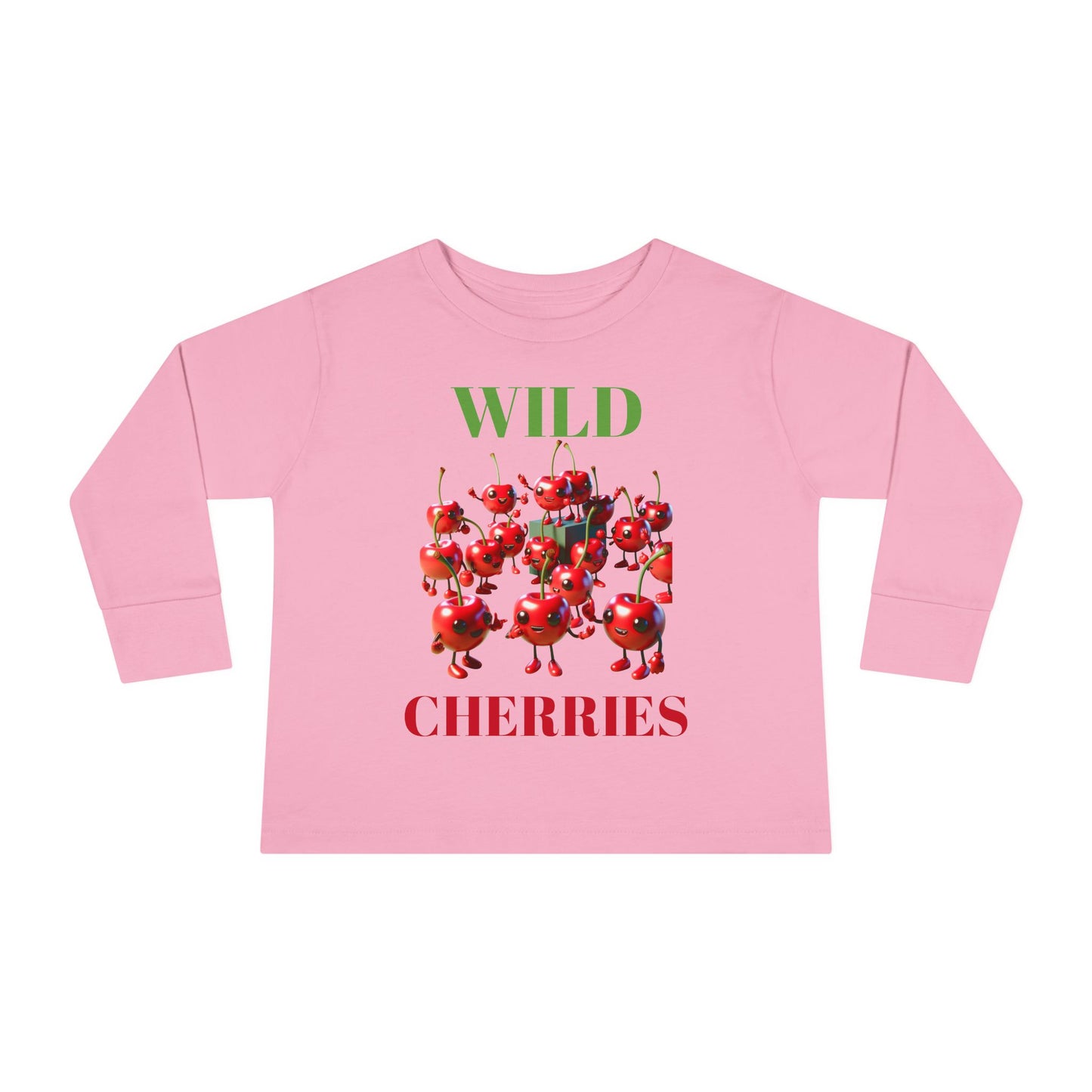 Wild Cherries Toddler Long Sleeve Tee - Fun Fruit Design for Kids
