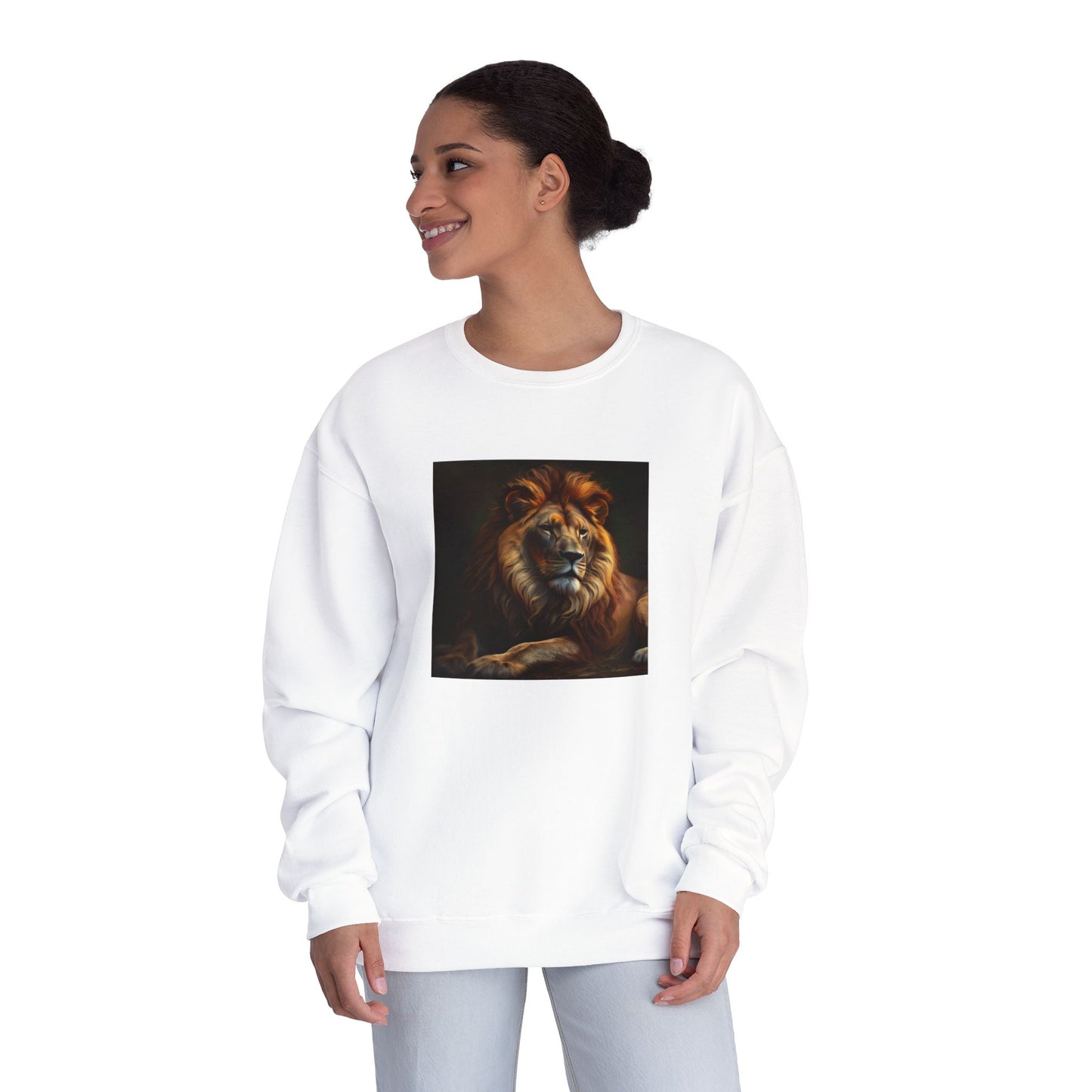 Majestic Lion Unisex Crewneck Sweatshirt - Cozy Animal Print Apparel