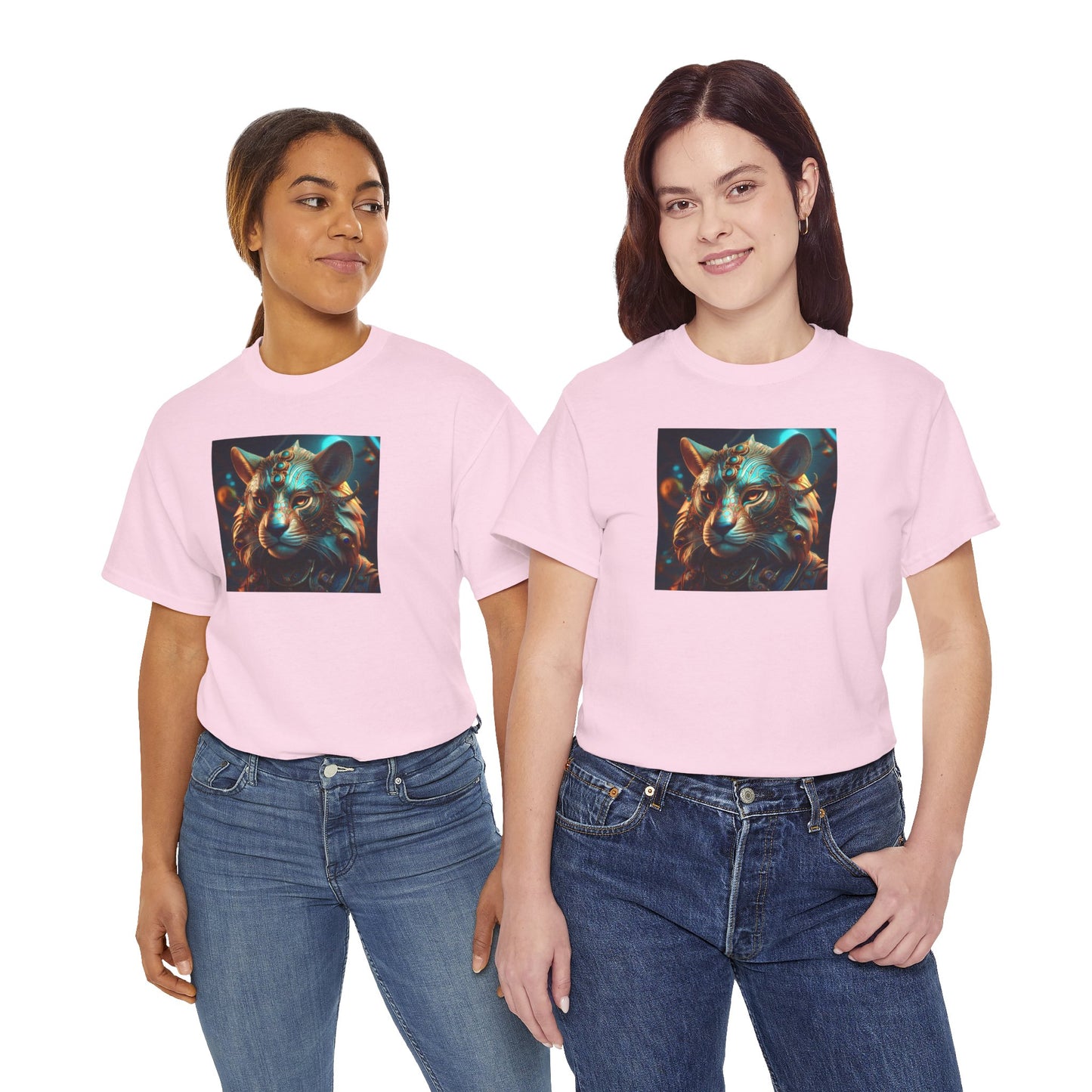 Unique Lion Art Unisex Heavy Cotton Tee - Statement Graphic T-Shirt for Animal Lovers