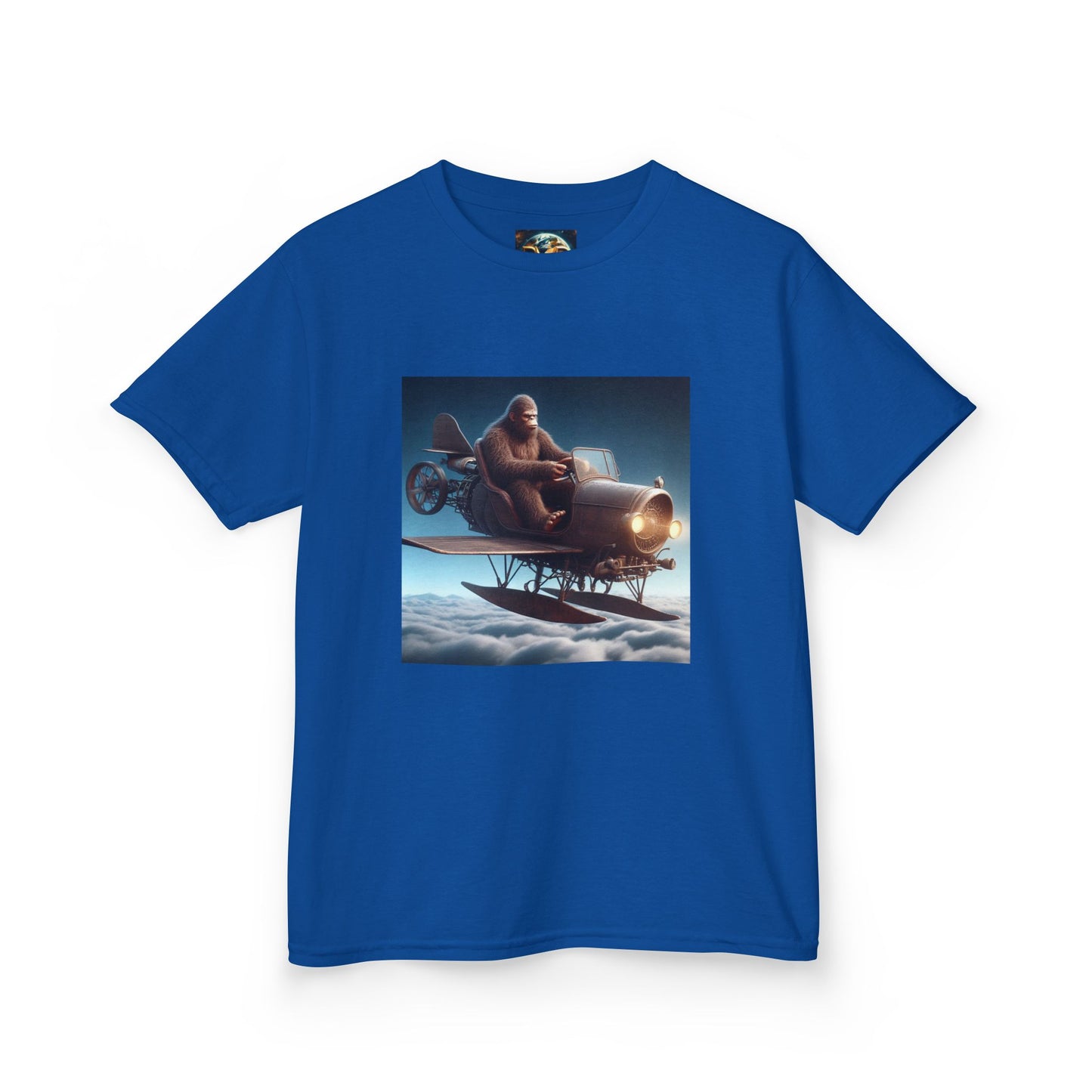 Kids Tee, Bigfoot Flying Car Shirt, Hilarious Kid's Design, Youth Tshirt, Children's Graphic Tee, Funny Sasquatch Top