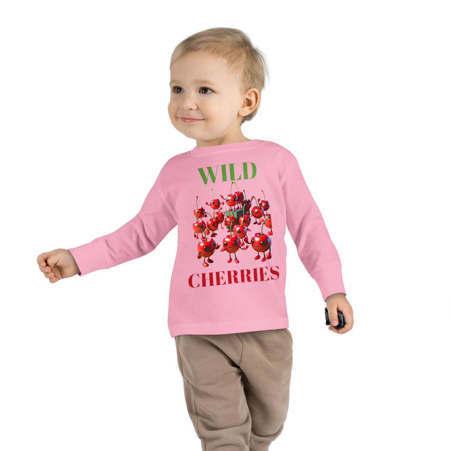 Wild Cherries Toddler Long Sleeve Tee - Fun Fruit Design for Kids