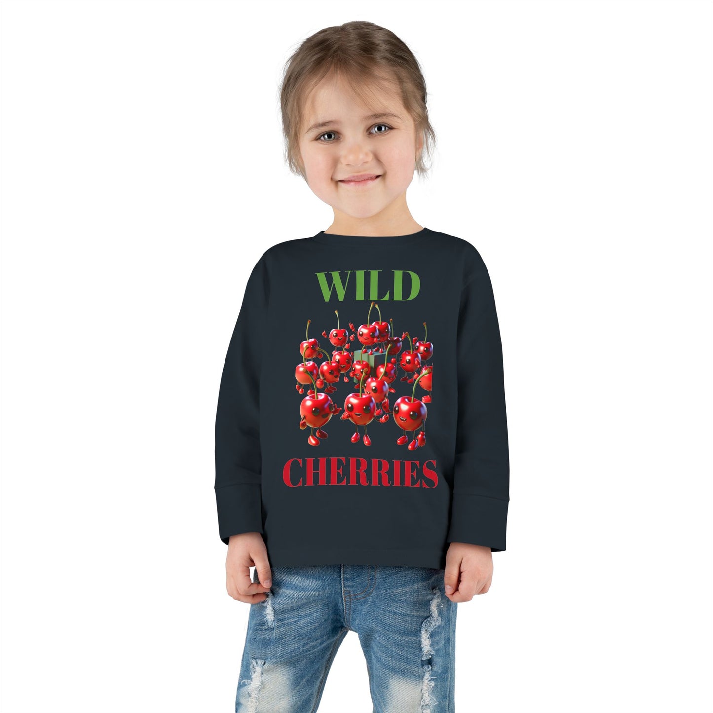 Wild Cherries Toddler Long Sleeve Tee - Fun Fruit Design for Kids