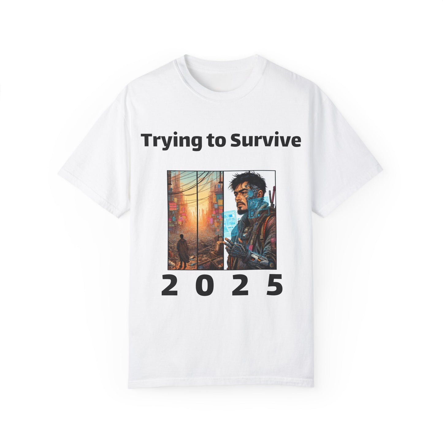 Survival Mode Unisex T-shirt, Trying to Survive 2025, Comic Book Style Tee, Bold Tee Shirt, Men's Women's Shirt